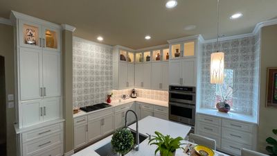 Rogers Ranch Kitchen Remodel | Reoriented Island & Custom White Cabinetry