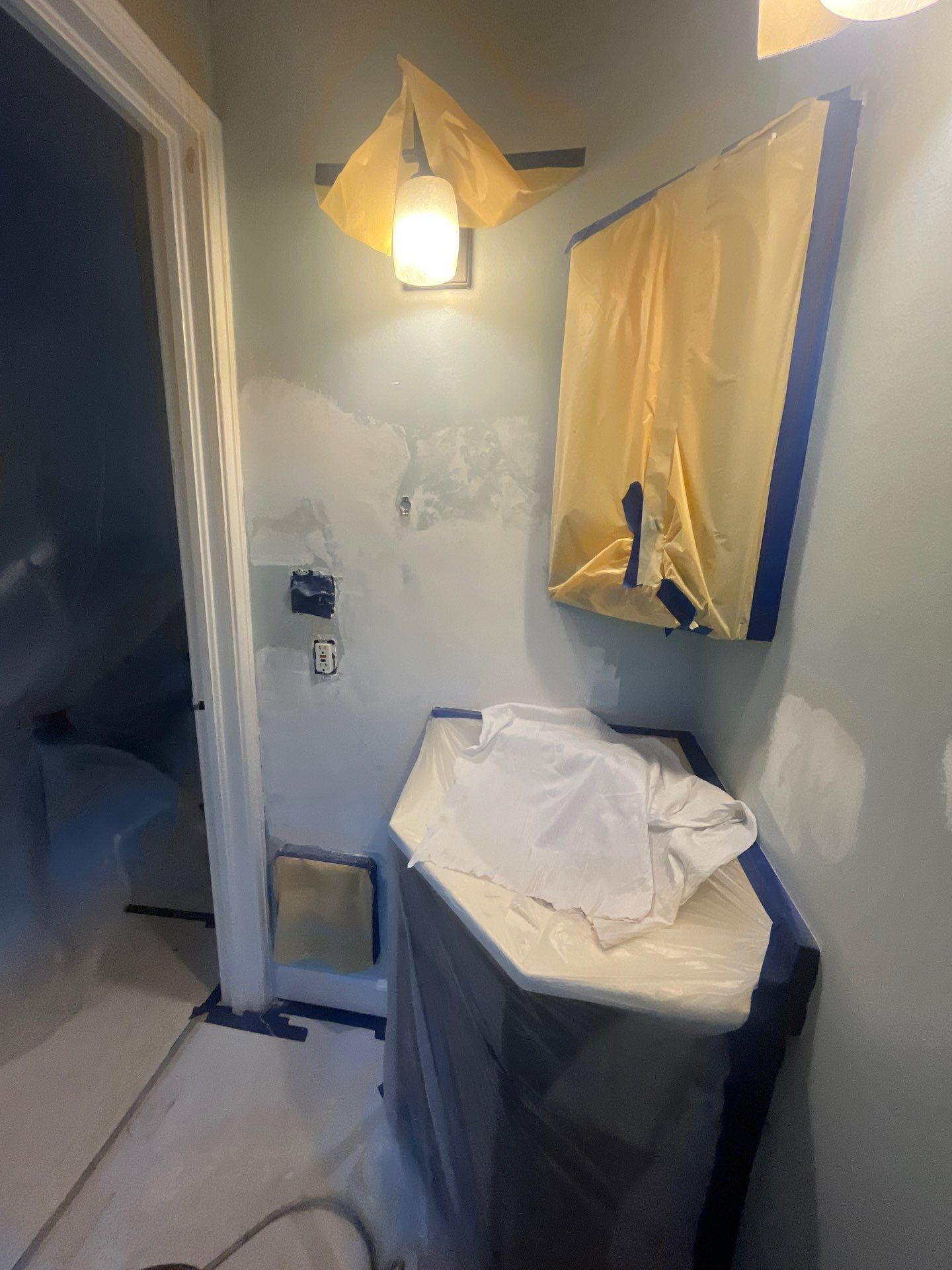 Bathroom-drywall repair and repaint by Herrera’s Bay Area Painting inc.