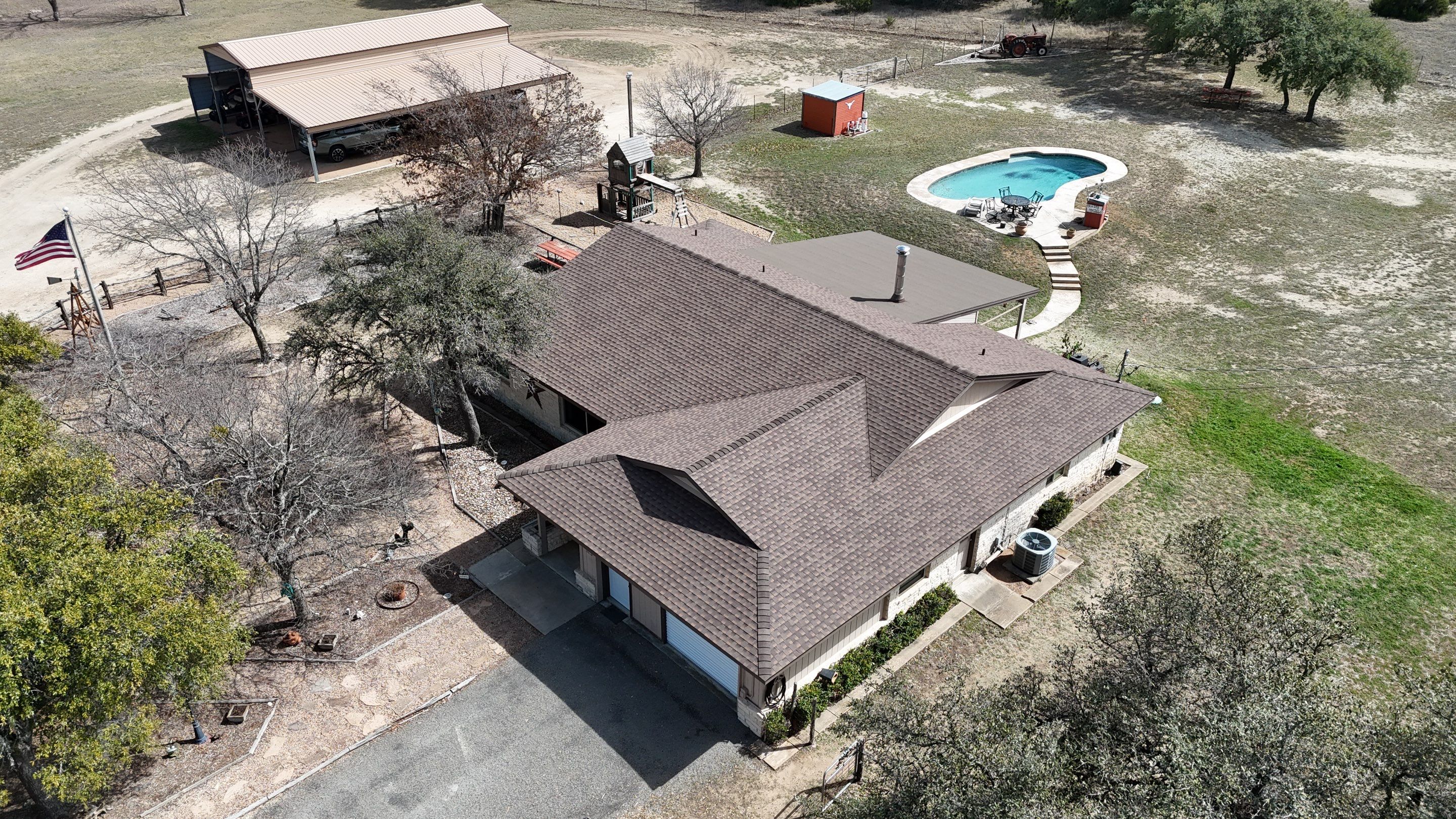 Residential Roof Replacement using GAF - HDZ - Barkwood by Action Exteriors Austin