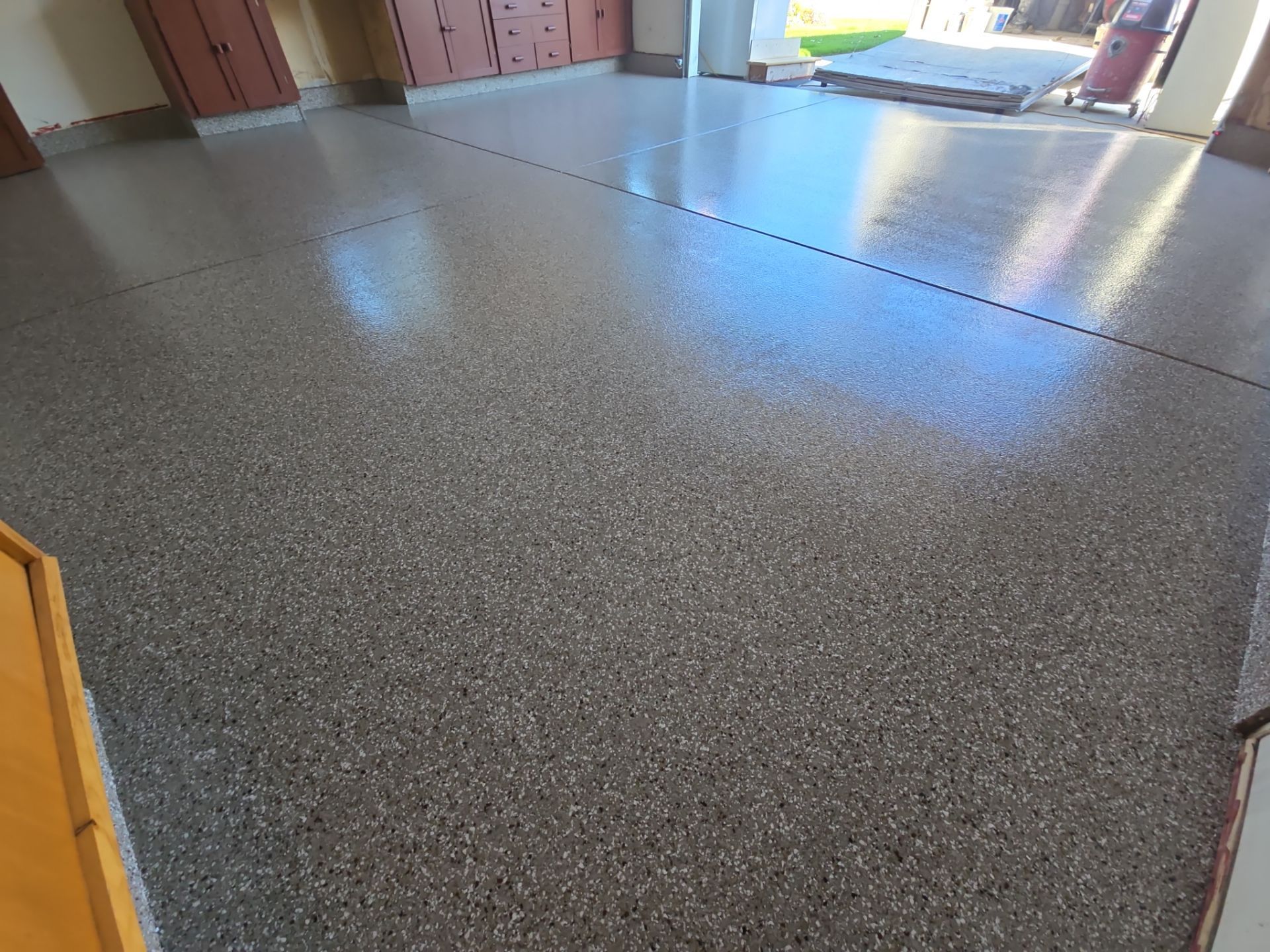 Garage Transformation using Pebble Beach by Croc Coatings, LLC