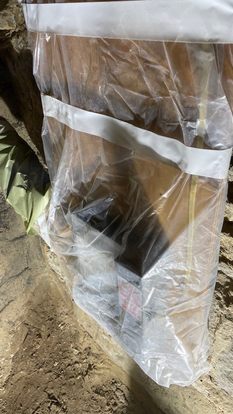 Parge Coating Drew's Stone Foundation by Waterproofing Northeast