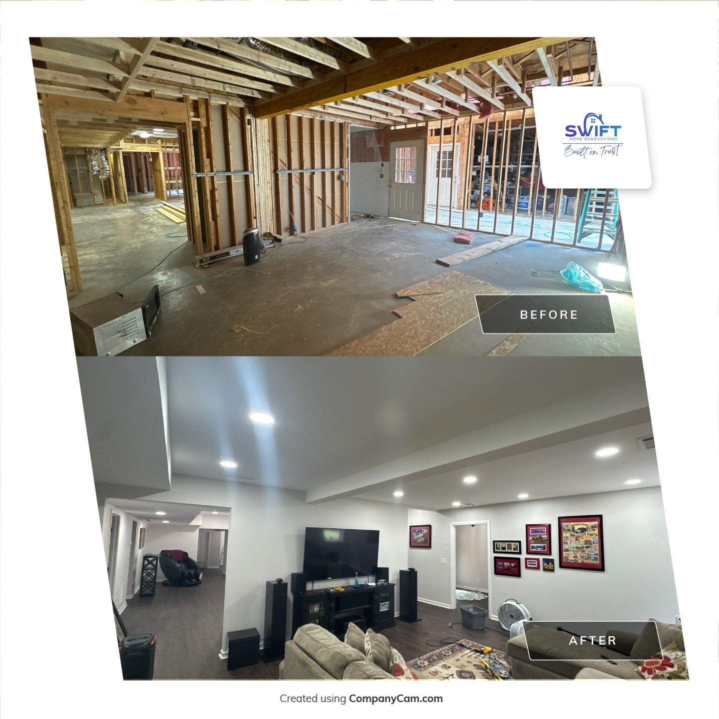 Full Basement Remodel in Powder Springs Featuring Custom Kitchenette by Swift Home Renovations