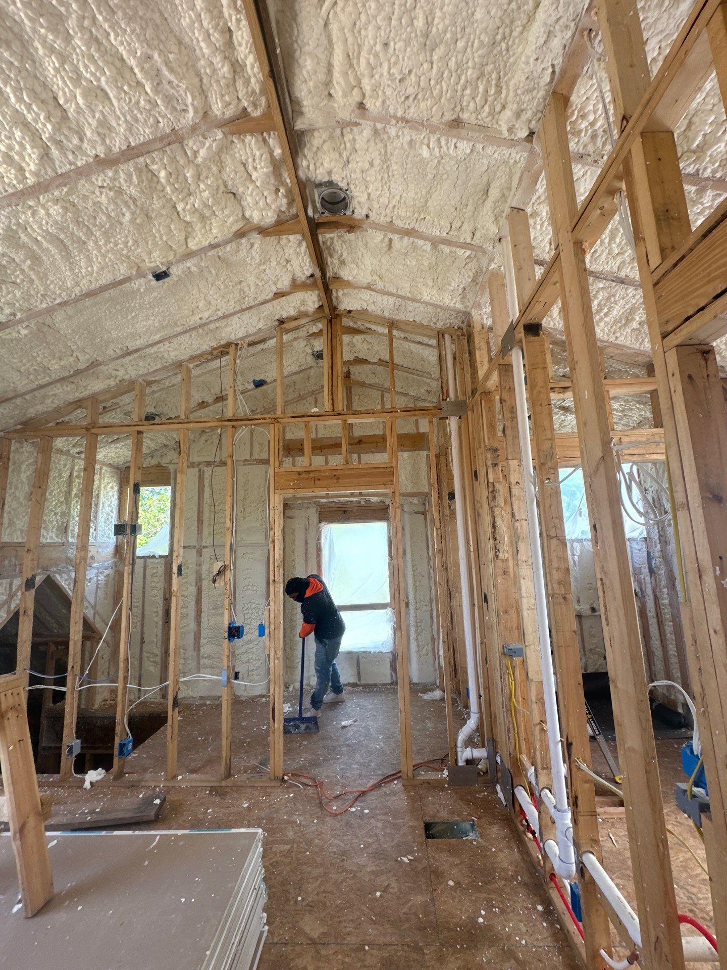 Full encapsulation with open cell spray foam on this custom home in Dallas by Apex Insulation Solutions