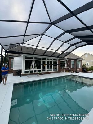 Pool Enclosure and Outdoor Living Space Storm Damage Repair in Leland, NC