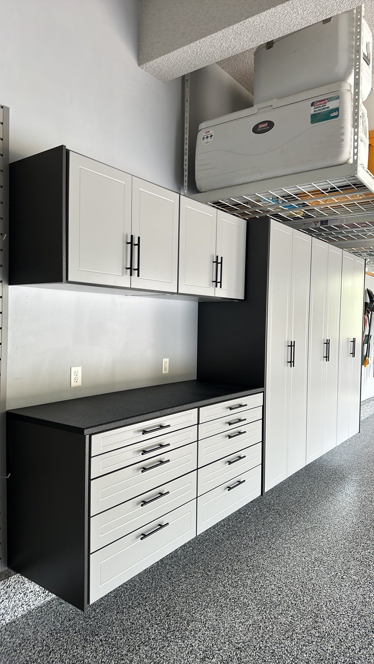 Matt N. took his garage to the next level with our Domino floor and cabinets by Banner Garage