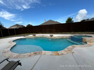 Freeform Pool with Raised Stone Spa