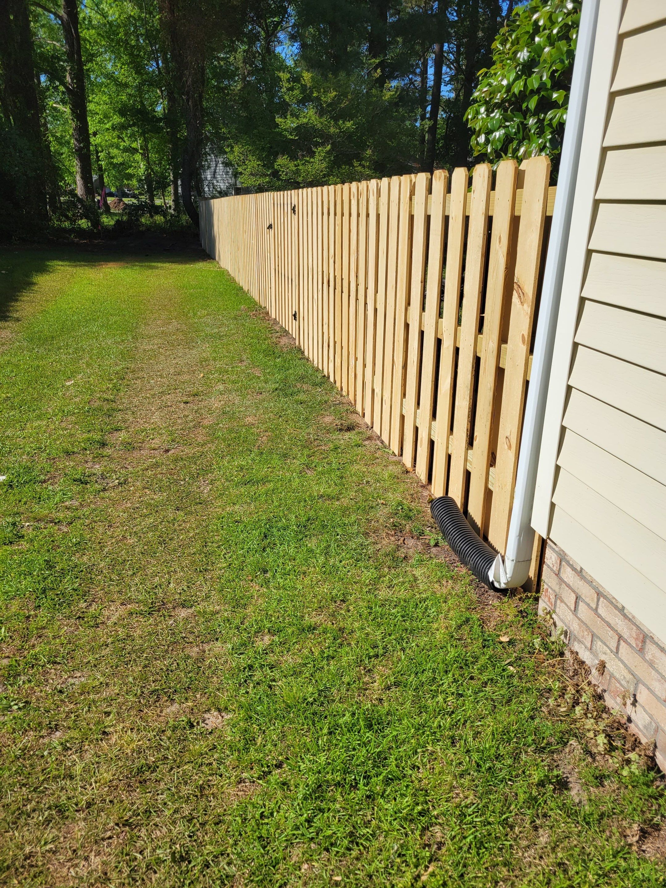 Wood Shadowbox Fence Installation in Trent Woods by Superior Fence and Rail