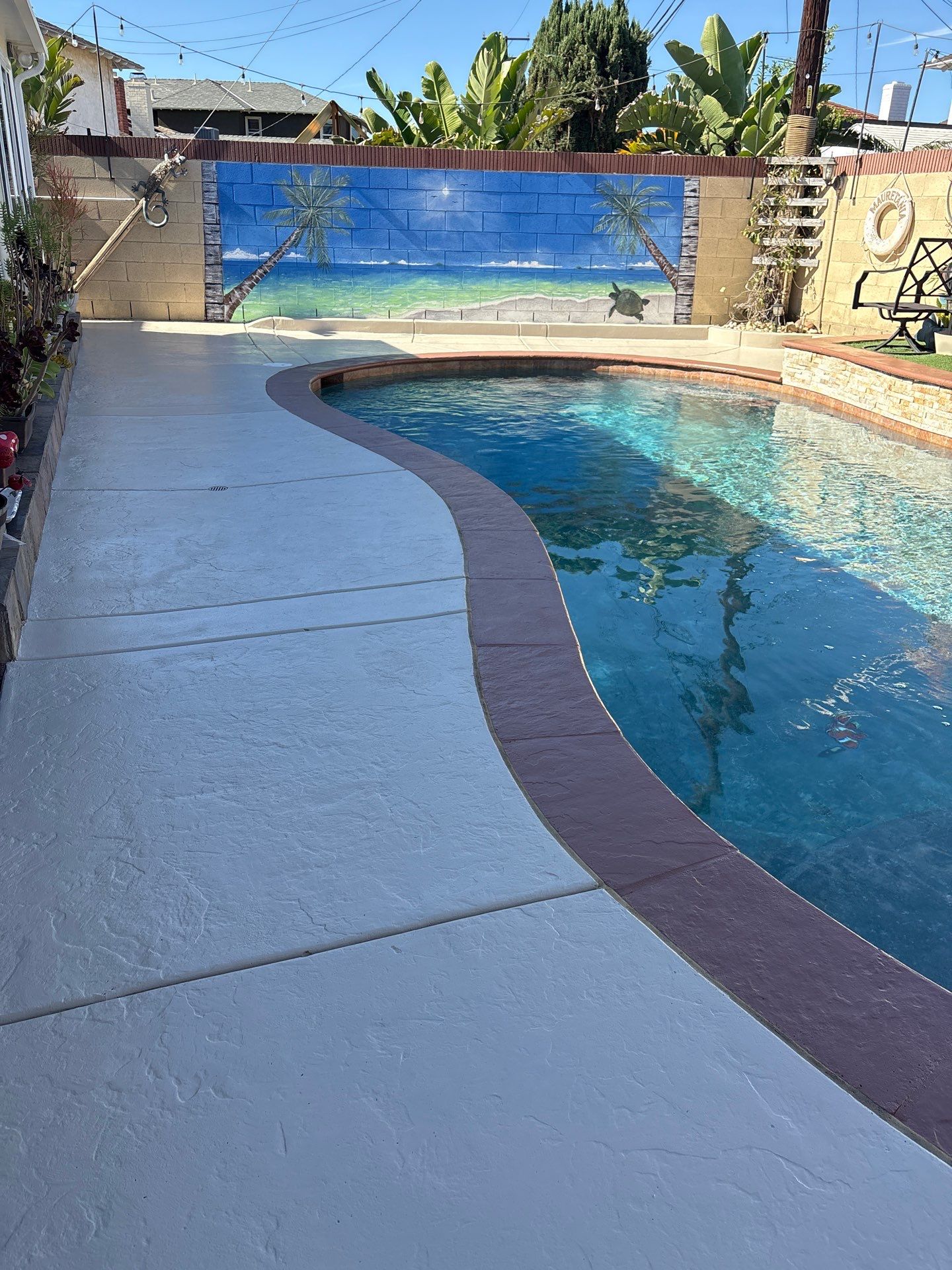 Sandblast & Staining Pool Deck by La Power Washing Inc
