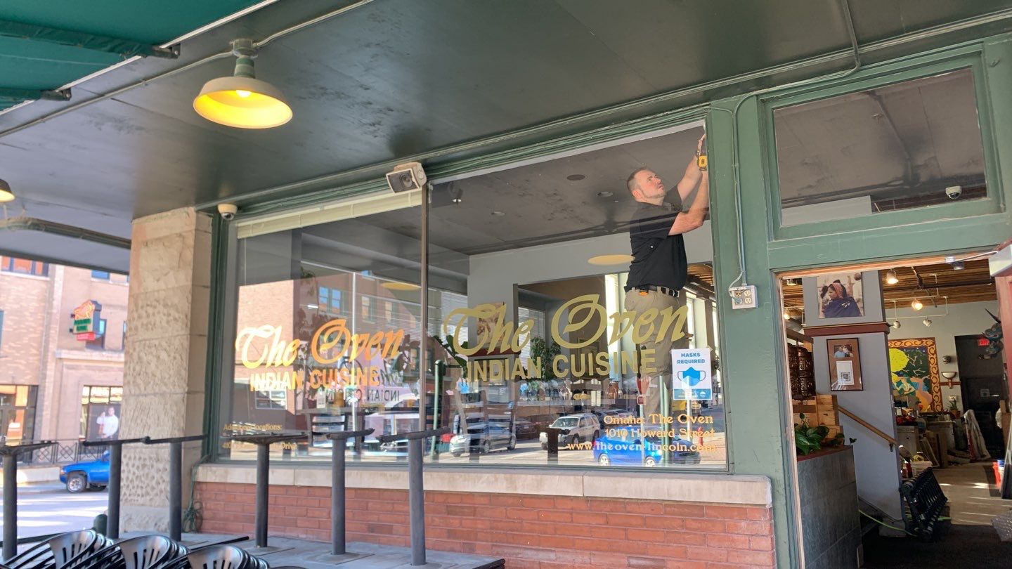 Screen Shades at The Oven in Downtown Lincoln by Custom Blinds & Design
