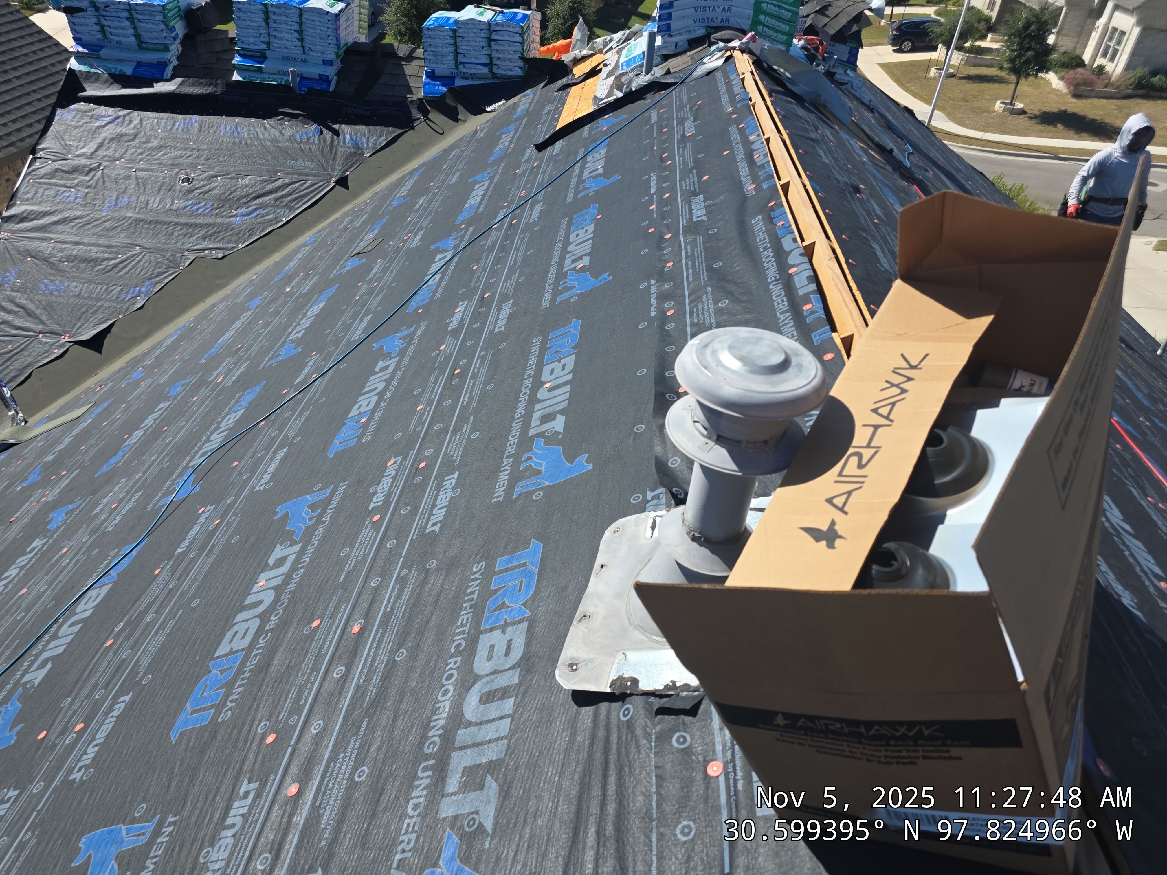 Hail Damage Roof Replacement and Sheathing Repair in Leander by Caliber Restoration LLC