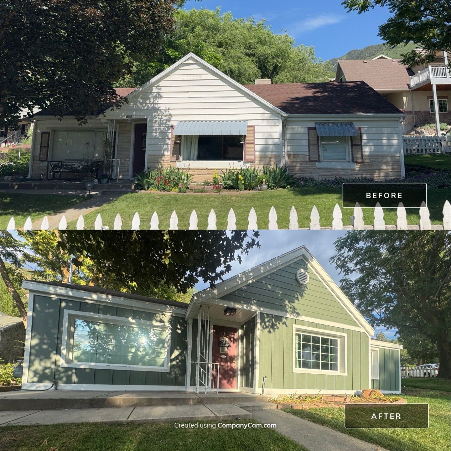 Farmington | Custom Hardie Mixed Siding | Thyme Green & White by Ideal Siding Utah