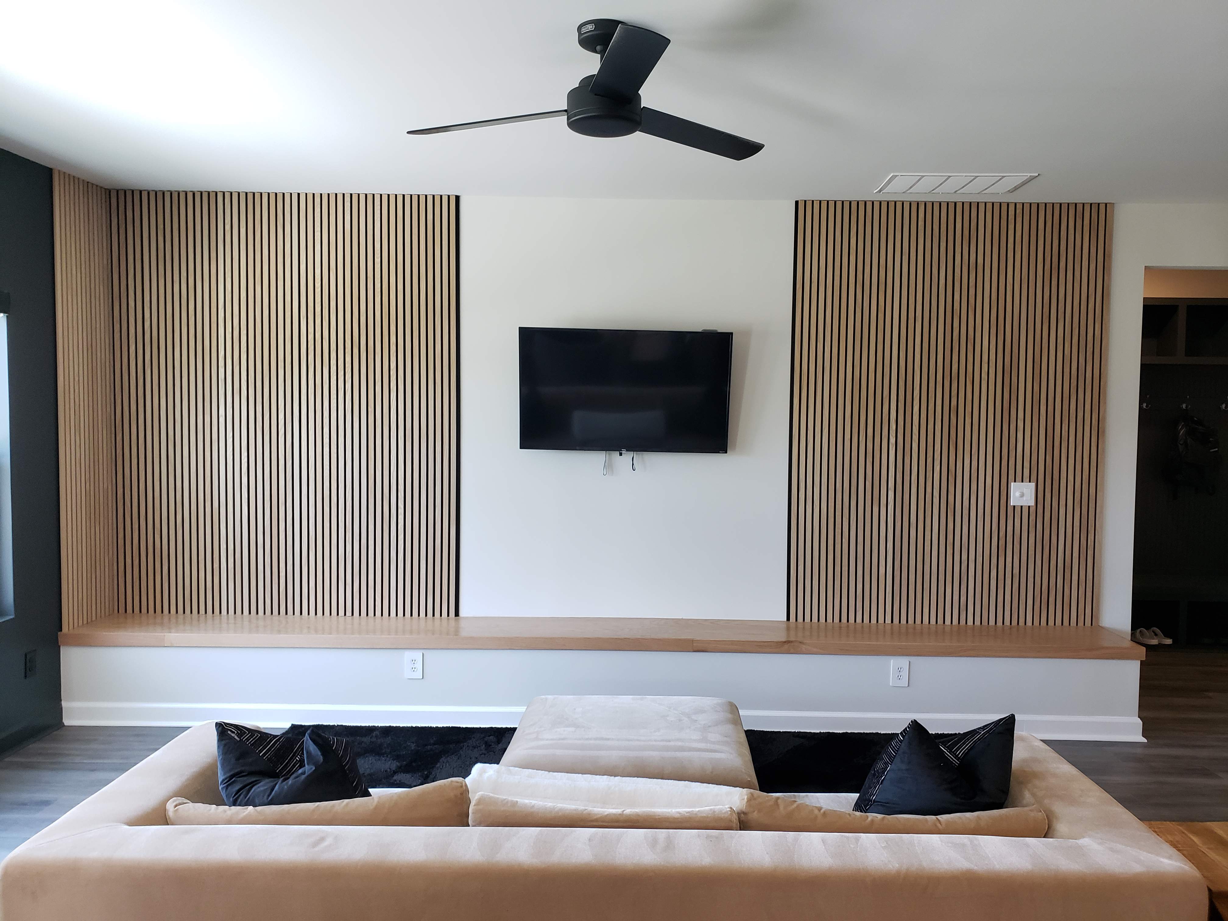 Custom Bench Build with Soundproofing Panels by A Step Above Handy LLC 