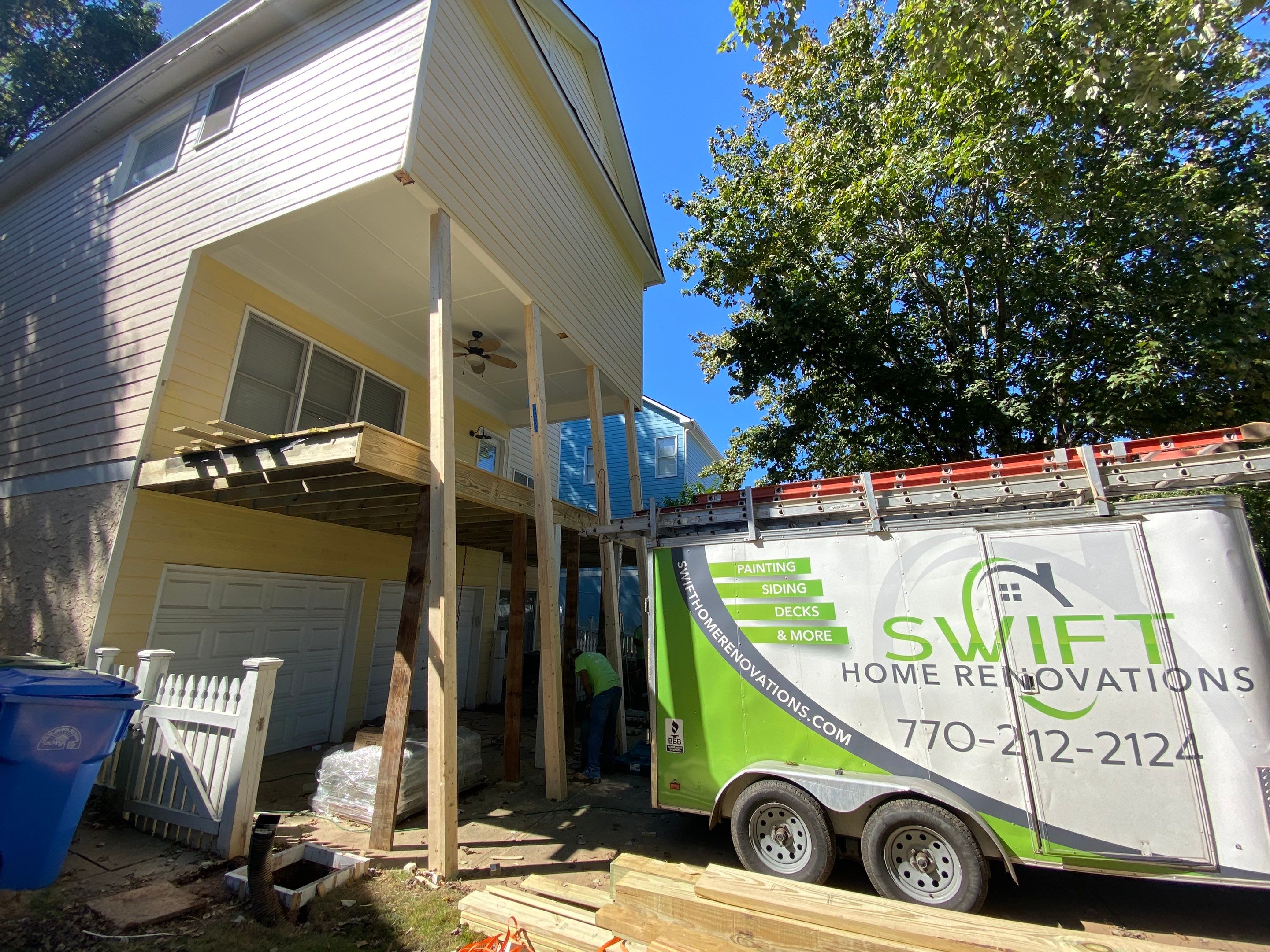 Elevated Pressure-Treated Deck and Screened Porch Build in Atlanta by Swift Home Renovations