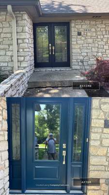 Custom Front Entry and Sliding Patio Door Replacement in Greenwood by Merrifield Exteriors, LLC