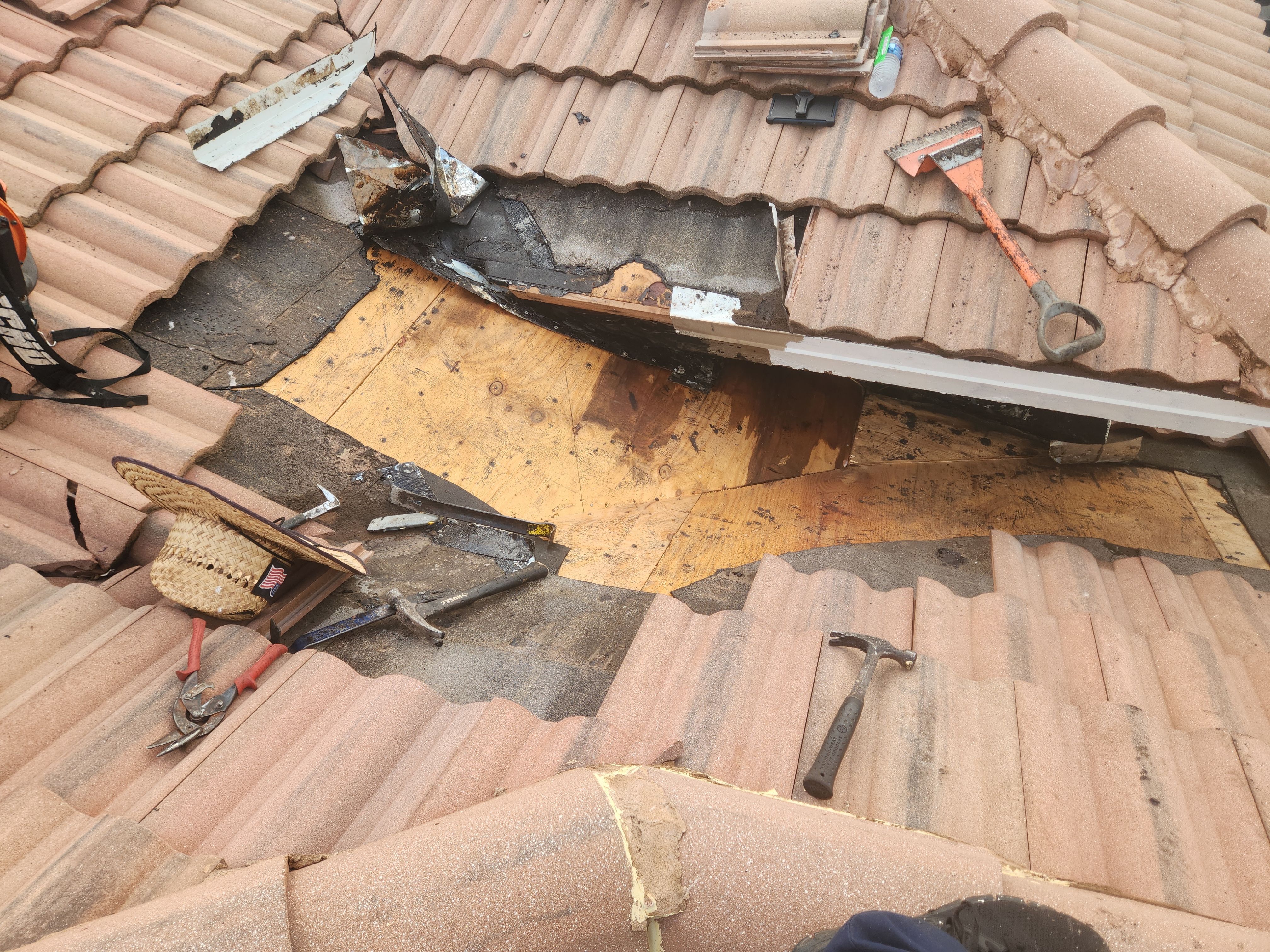Tile Roof Leak Repair and Plywood Decking Replacement in Boynton Beach by Aastro Roofing