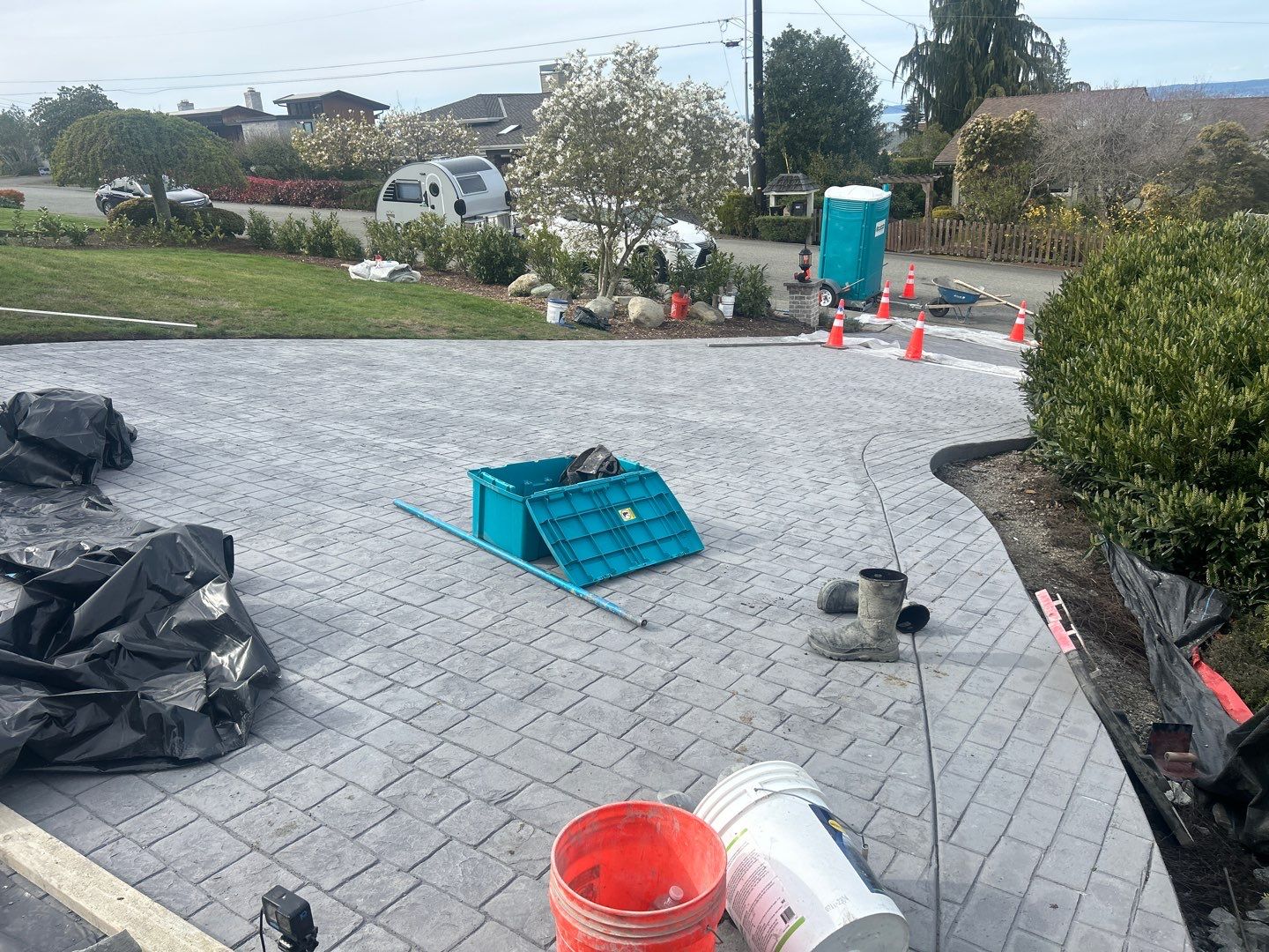 John | Stamped Concrete Driveway Makeover by Jireh Asphalt & Concrete Inc 