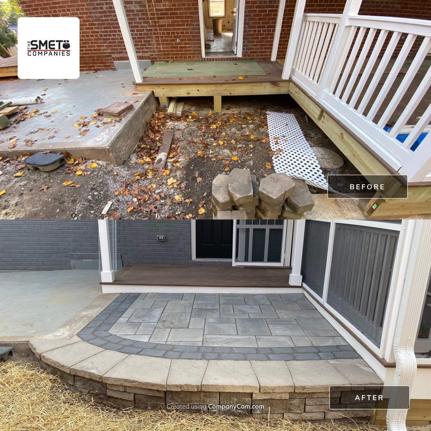 Retaining wall, walkway, small patio and landscape install by The Smet Companies, LLC
