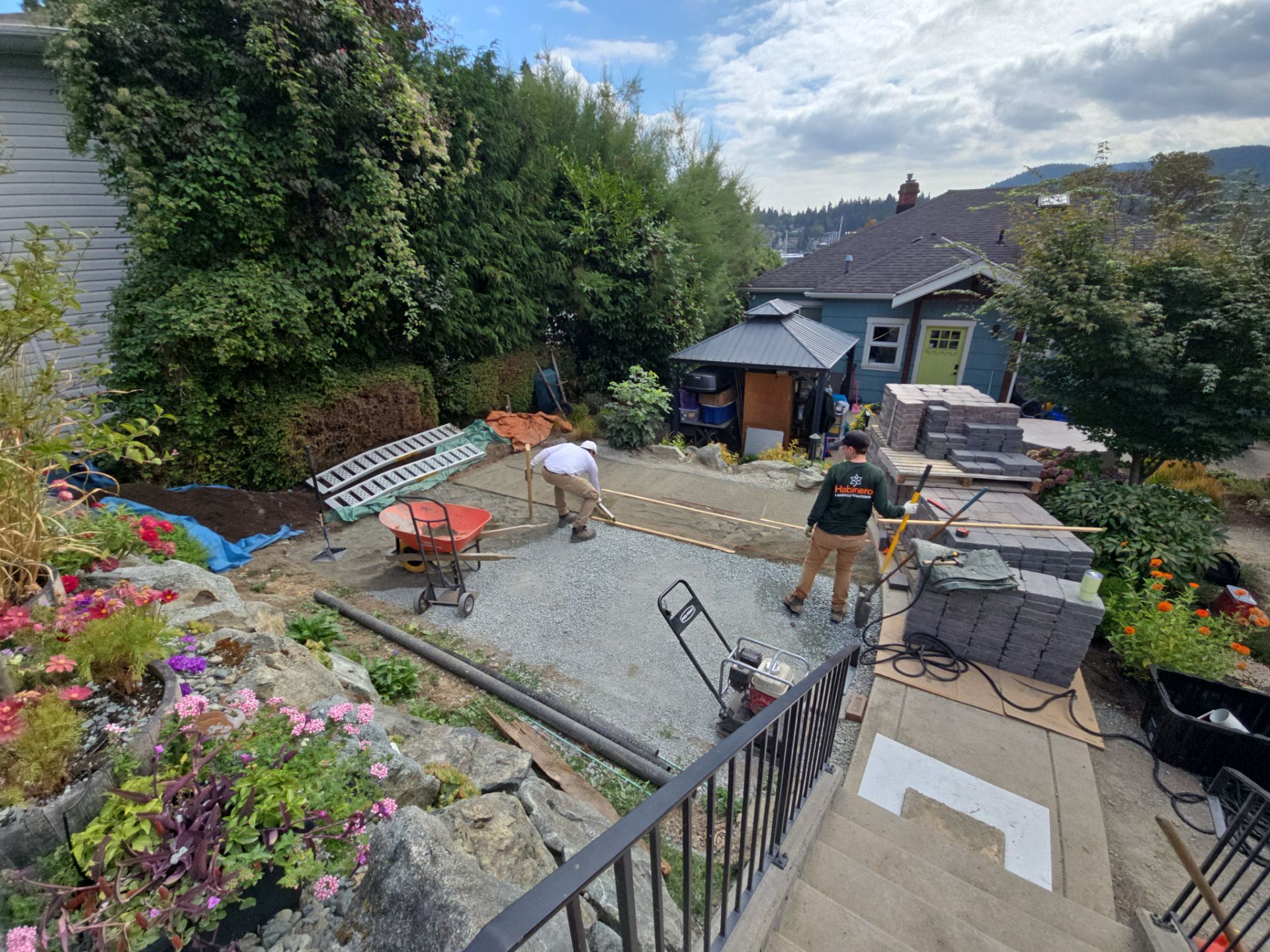 Backyard Transformation — Custom Shed, Paver Patio & Retaining Wall by Habanero Garden and Exterior Care