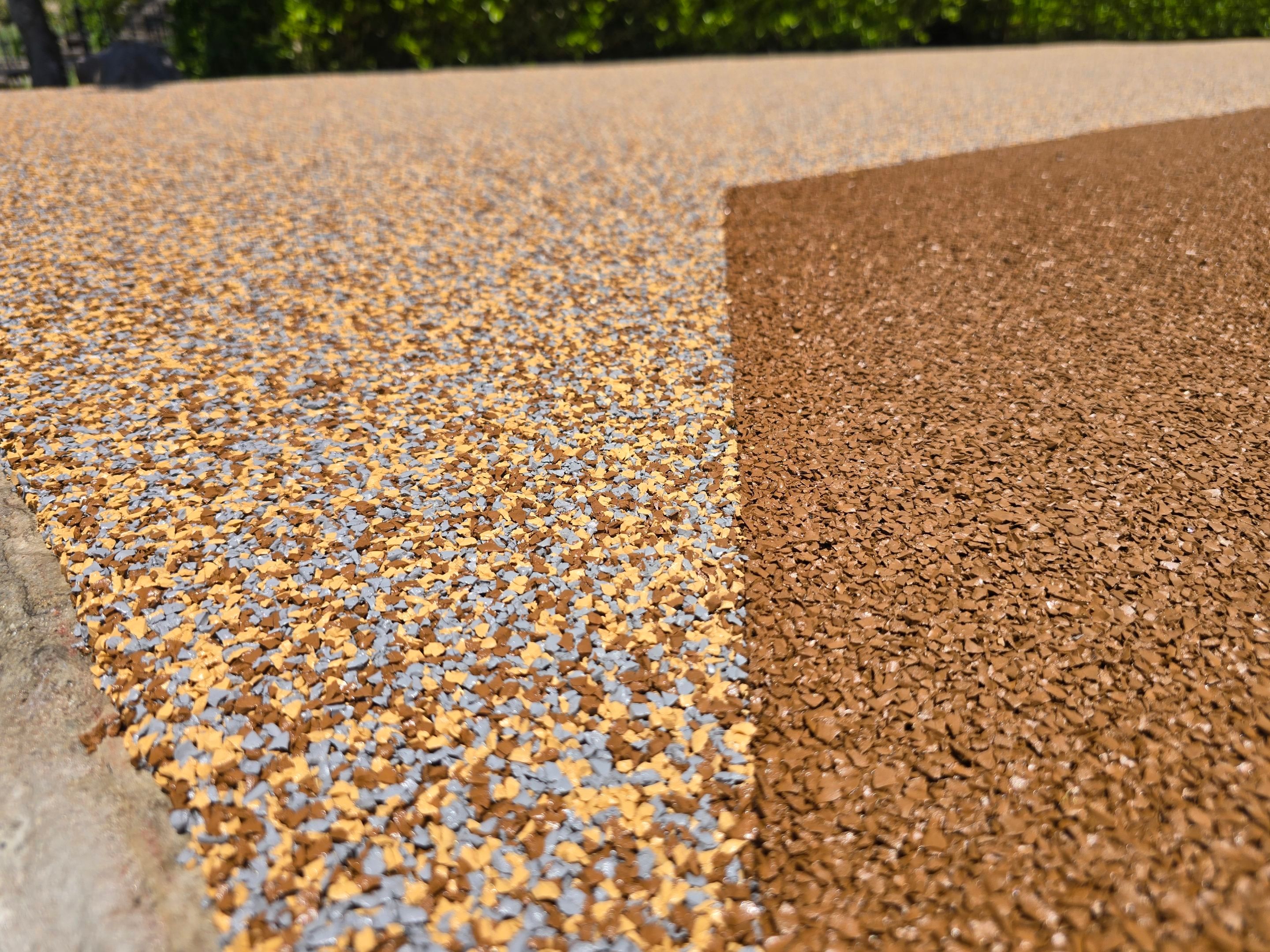 Lakeside Pool Resurface — Sandstone Rubaroc® with Medium Brown Border by Elite Floor Solutions