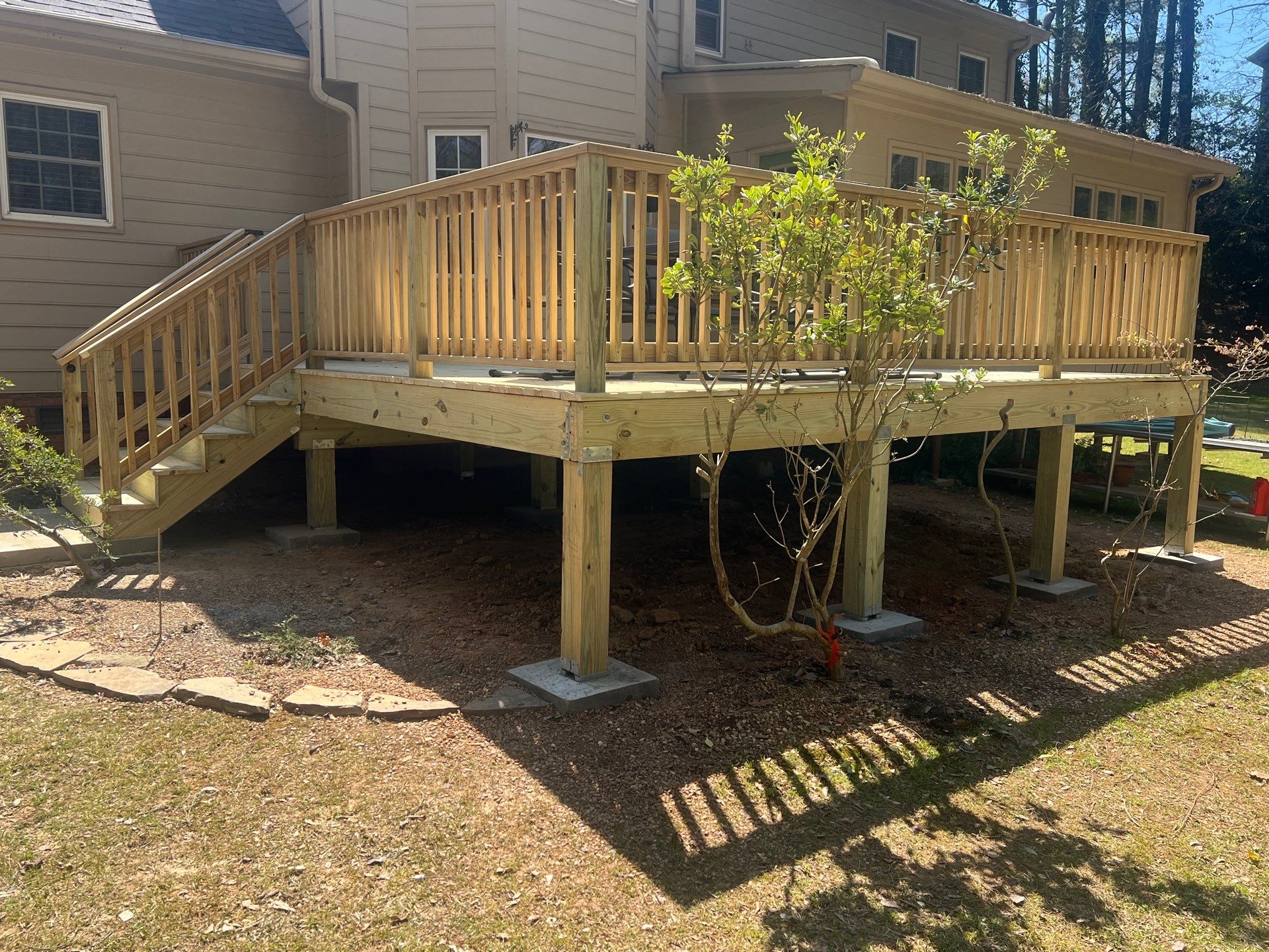 Deck Installation using Pressure Treated Pine in Peachtree Corners, GA by Nelson Exteriors 