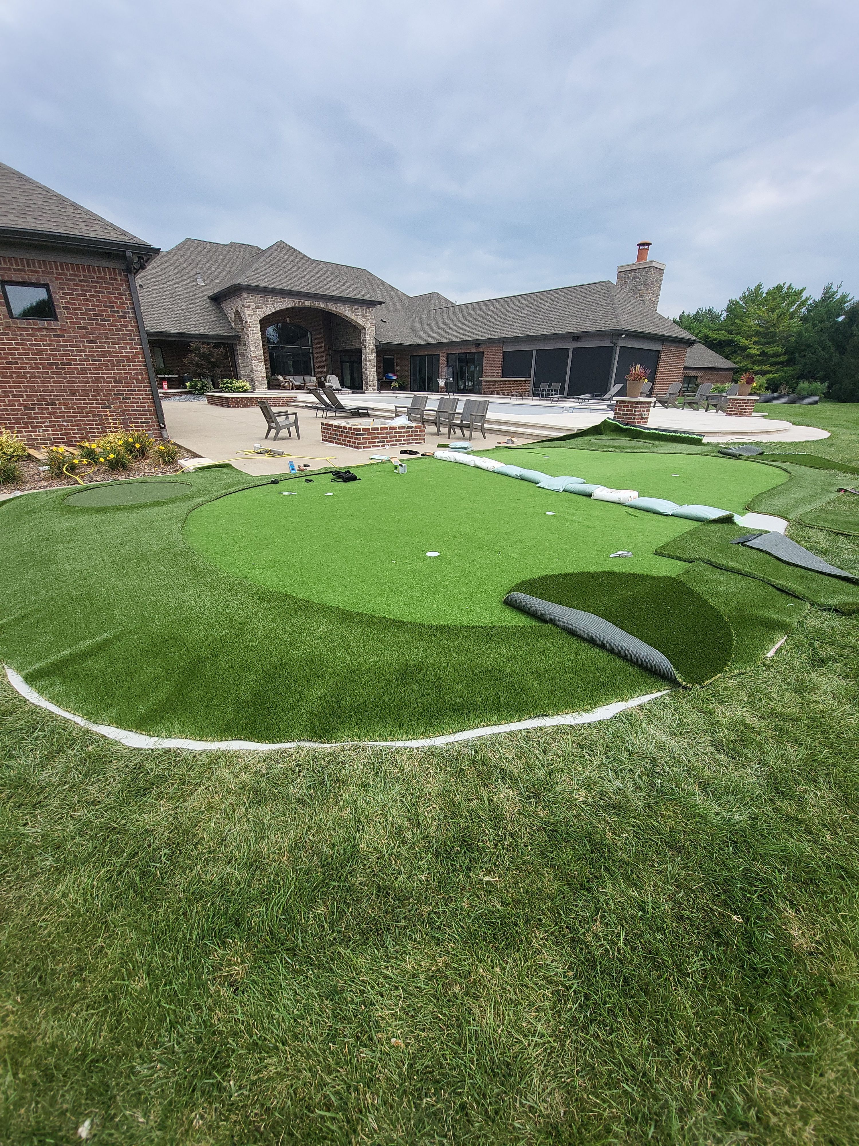 2 Custom Residential Golf Green's and 5 Tee Boxes Installation in Bargersville by Southwest Greens Midwest