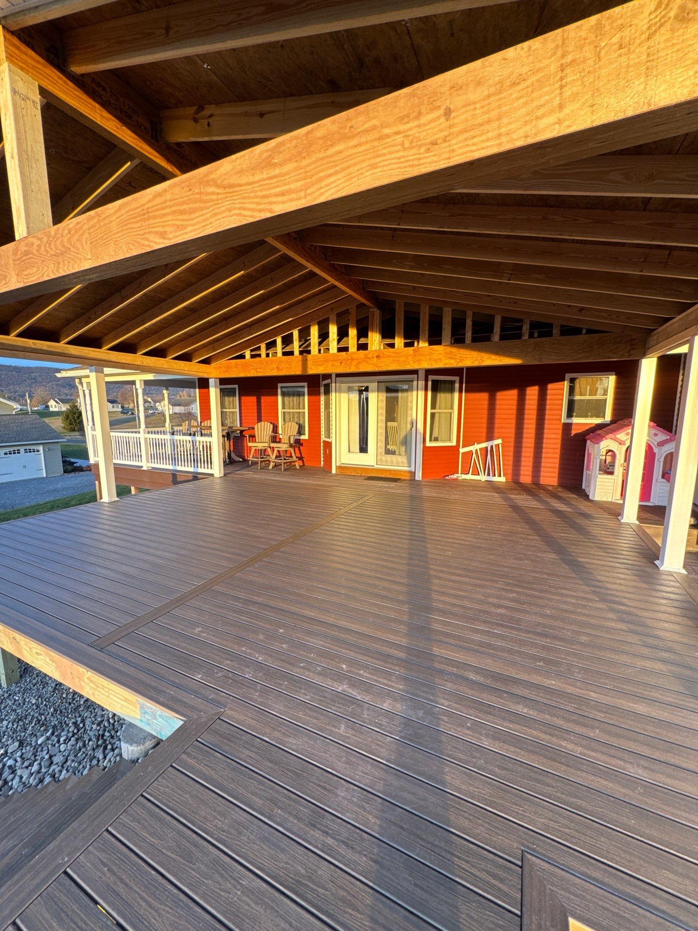 Covered Deck Addition With Custom Gable Roof in Tower City by Esh Builders