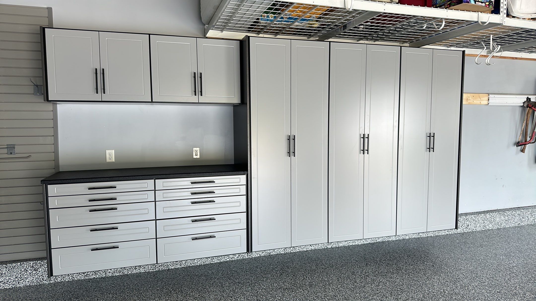Matt N. took his garage to the next level with our Domino floor and cabinets by Banner Garage