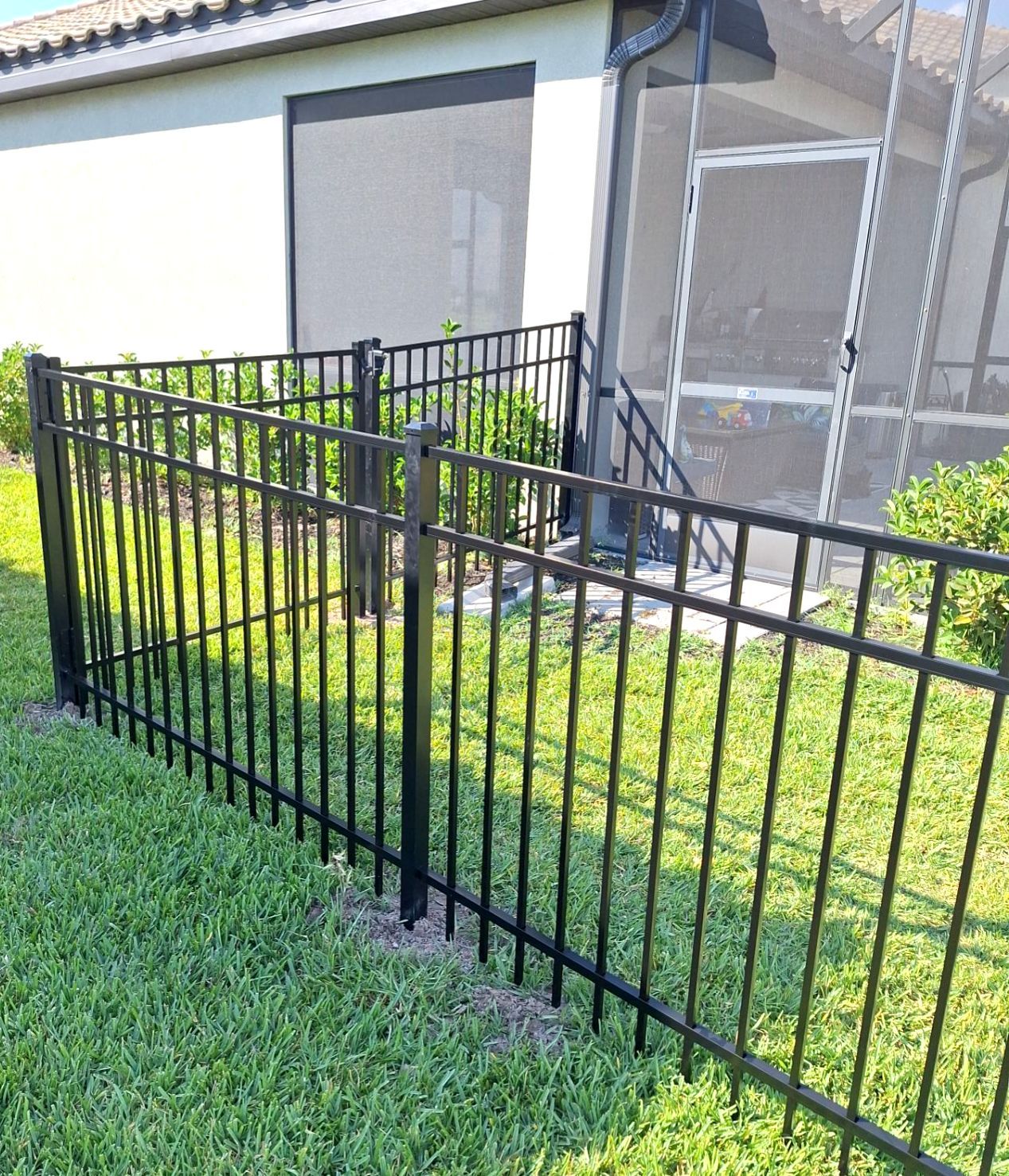 Aluminum Fence Installation using Black 3 Rail Aluminum Fence by Asap fence and gates, LLC