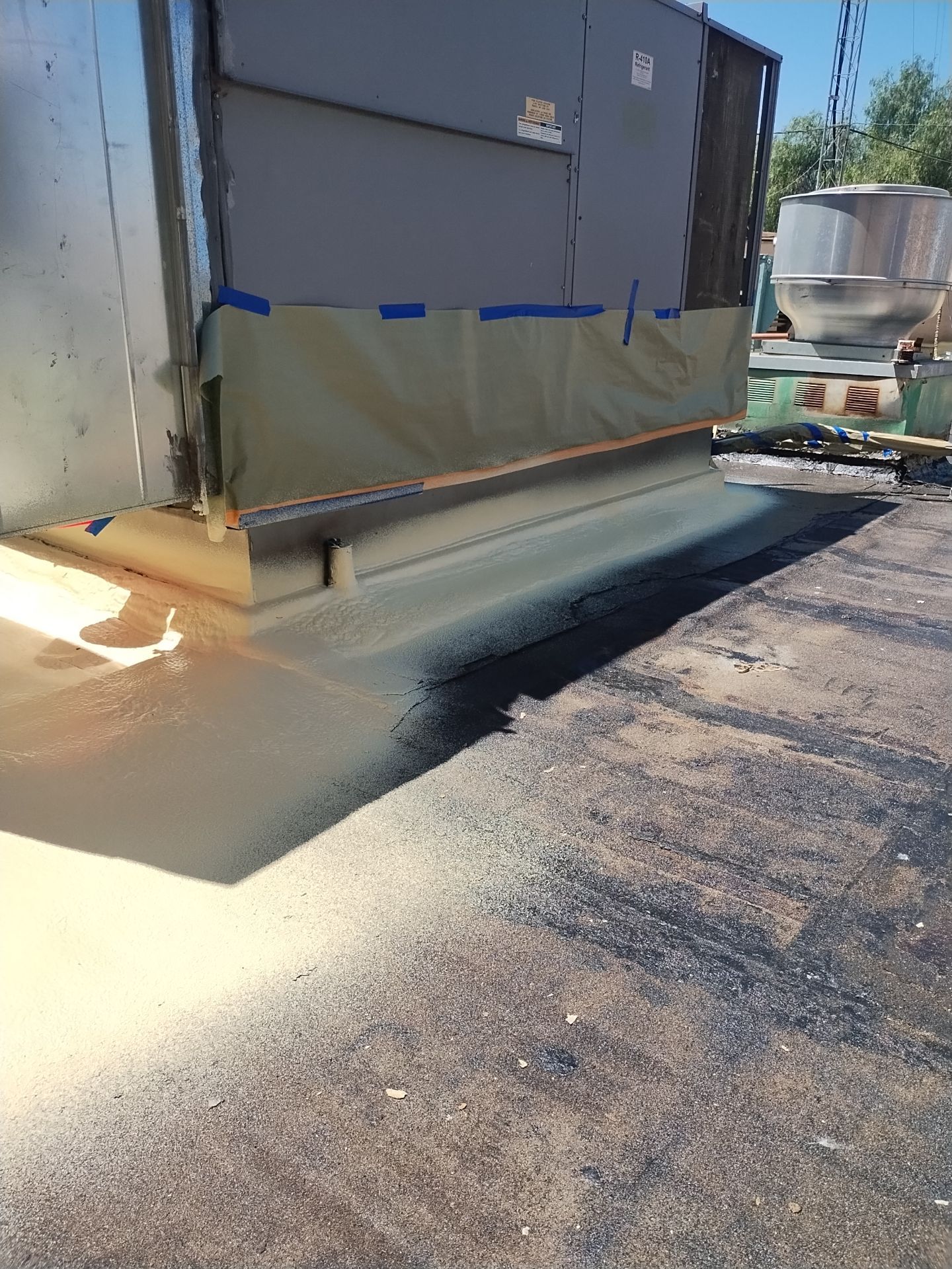 Spray foam and coatings using General Coatings acrylic coatings and spray foam by Straight Edge Roofing Inc