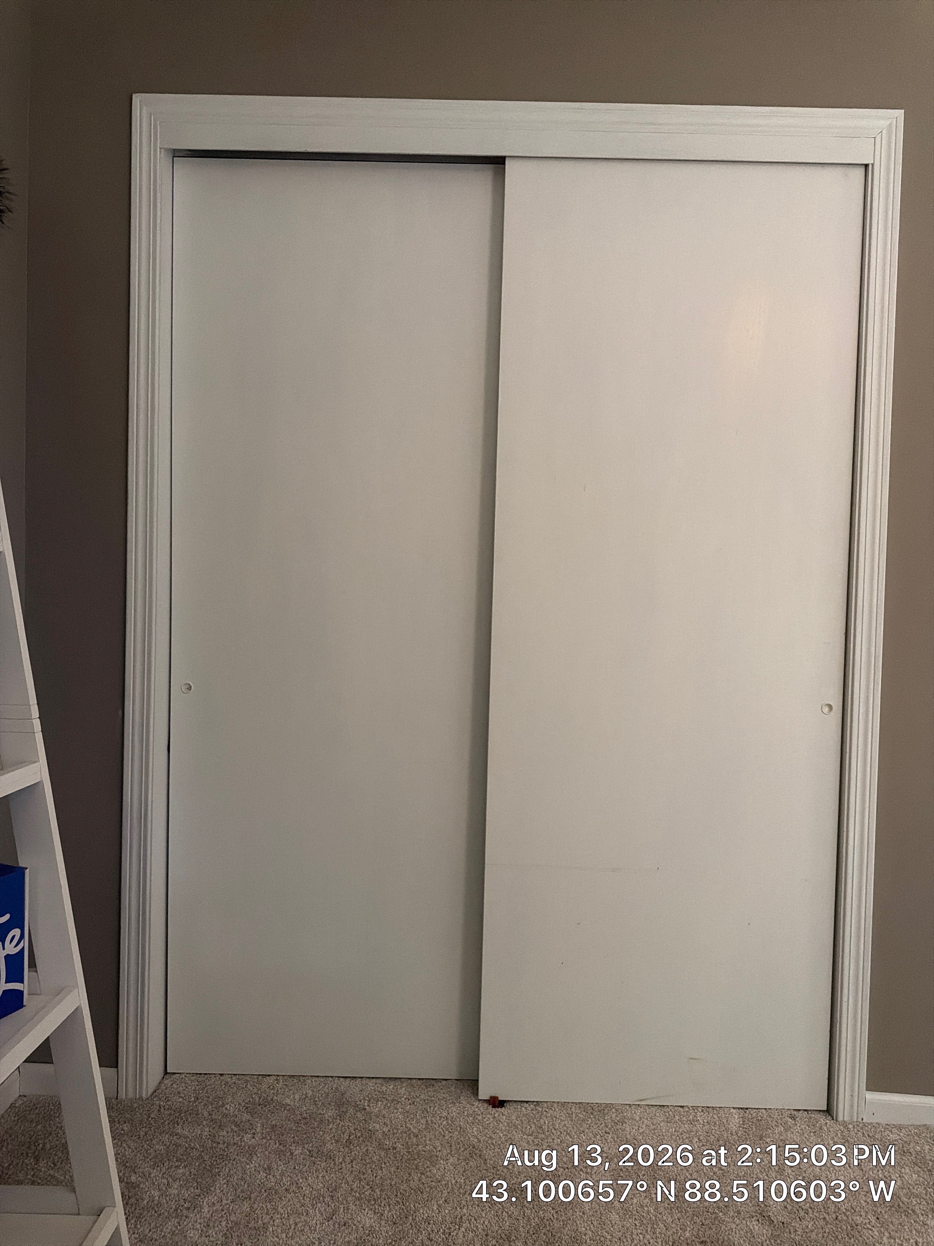 White Sliding Bypass Closet Door Installation in Oconomowoc by CompanyCam Sales Demo