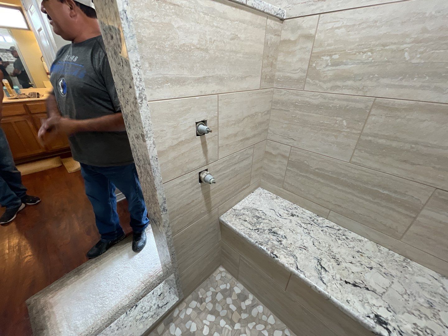 Bathroom Shower Remodel for a client by First United Roofing & Construction