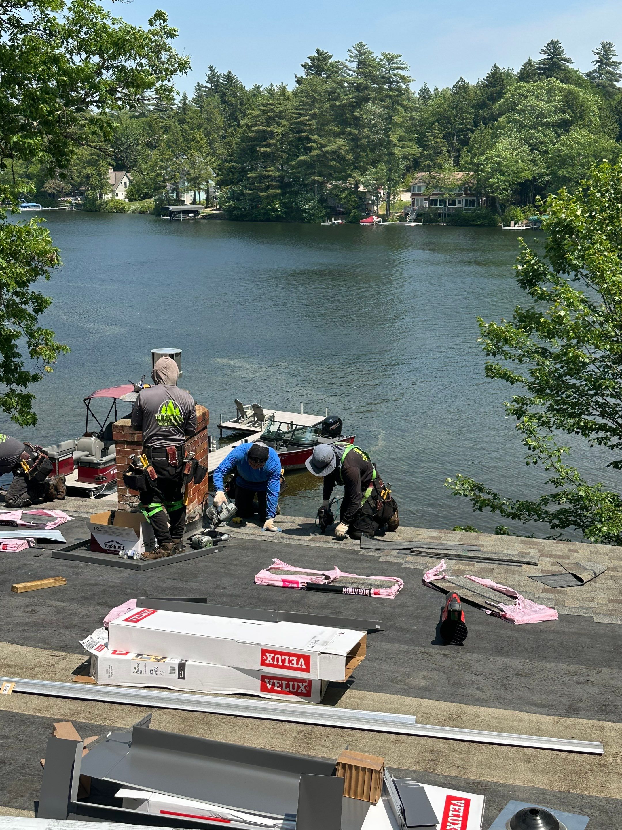 OC Roof Install On The Lake In Deerfield, New Hampshire by Tall pine roofing