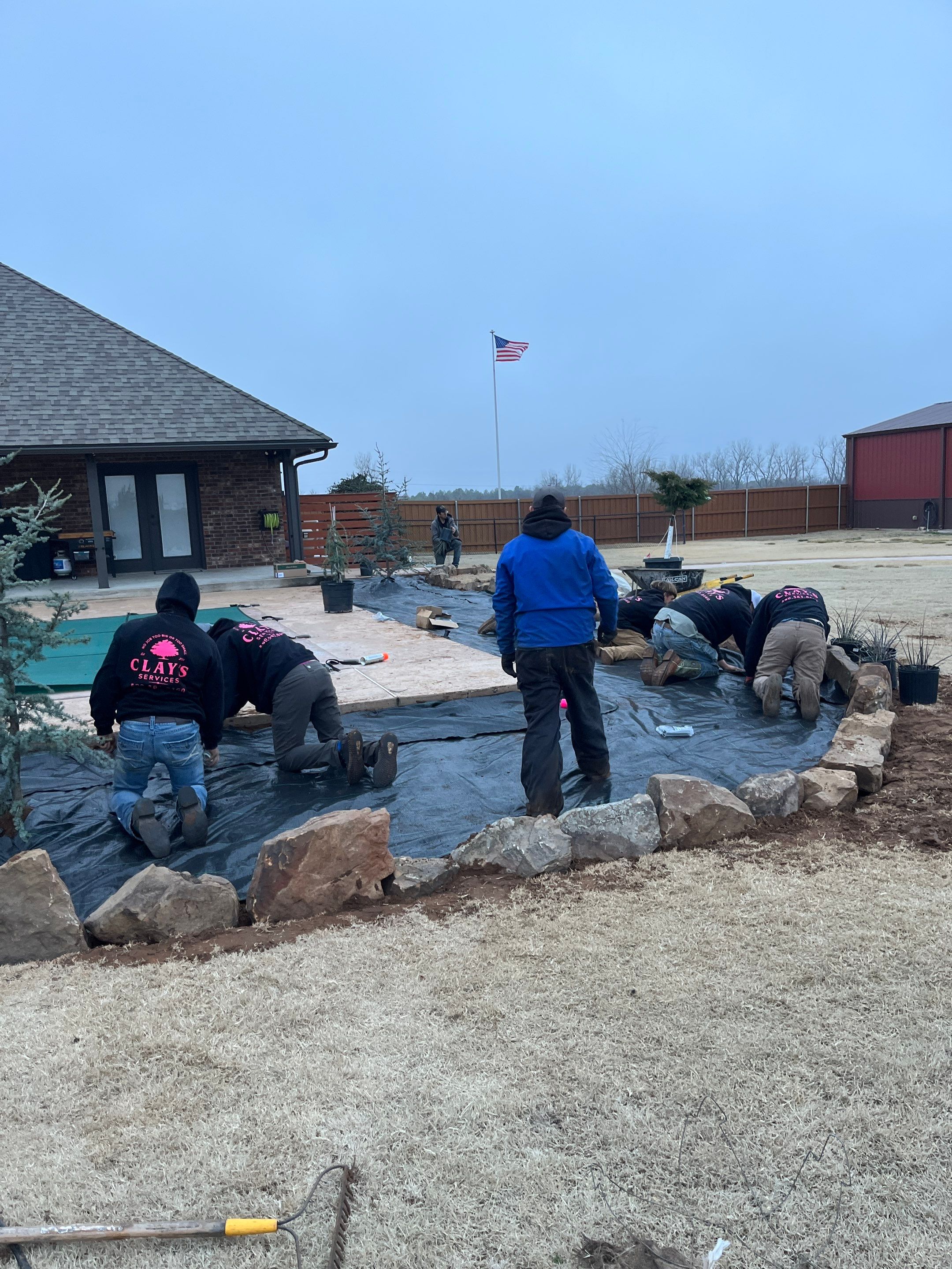 Landscape installation w/ irrigation and landscape lighting by Clays Services Inc