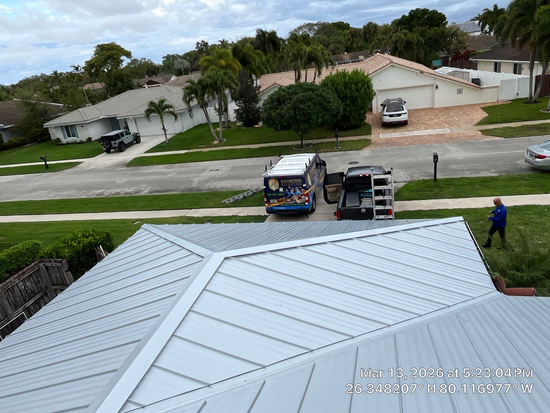 Residential Roofing Installation using 1" Nail strip metal roof by BLUES BROTHERS CONSTRUCTION CORP