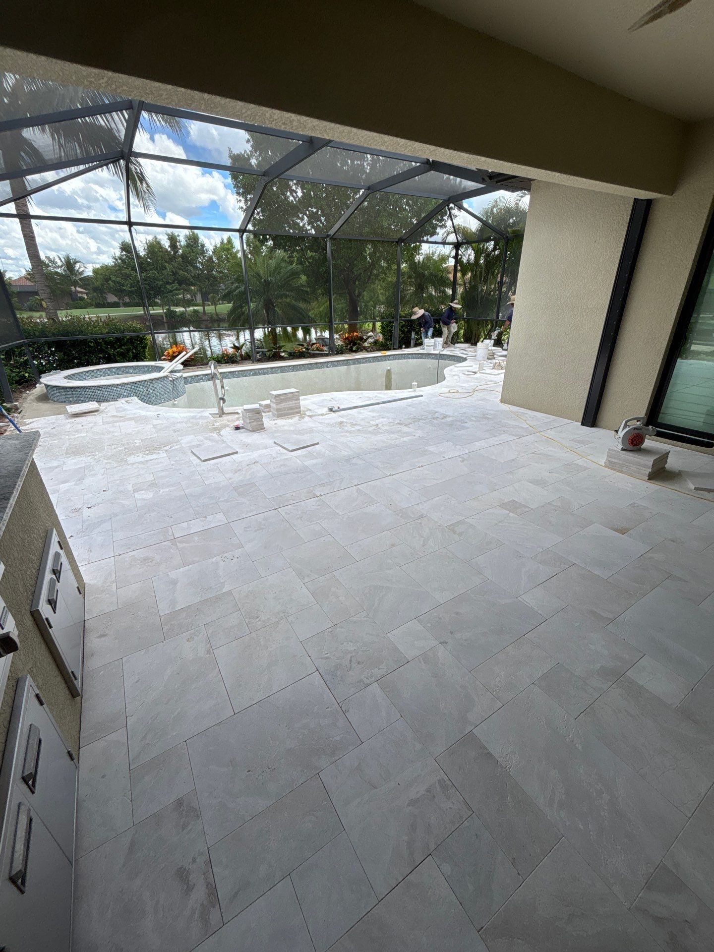 Textured Marble Pool Deck - Bonita National Golf & Country Club by Old Town Pavers Llc