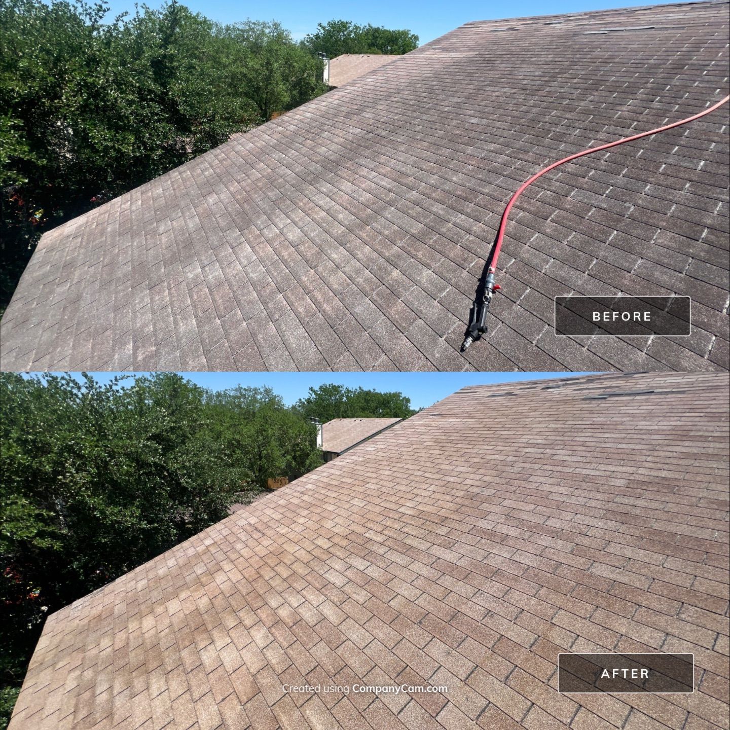 Shingle Roof Washing Project in San Antonio by Bright Choice