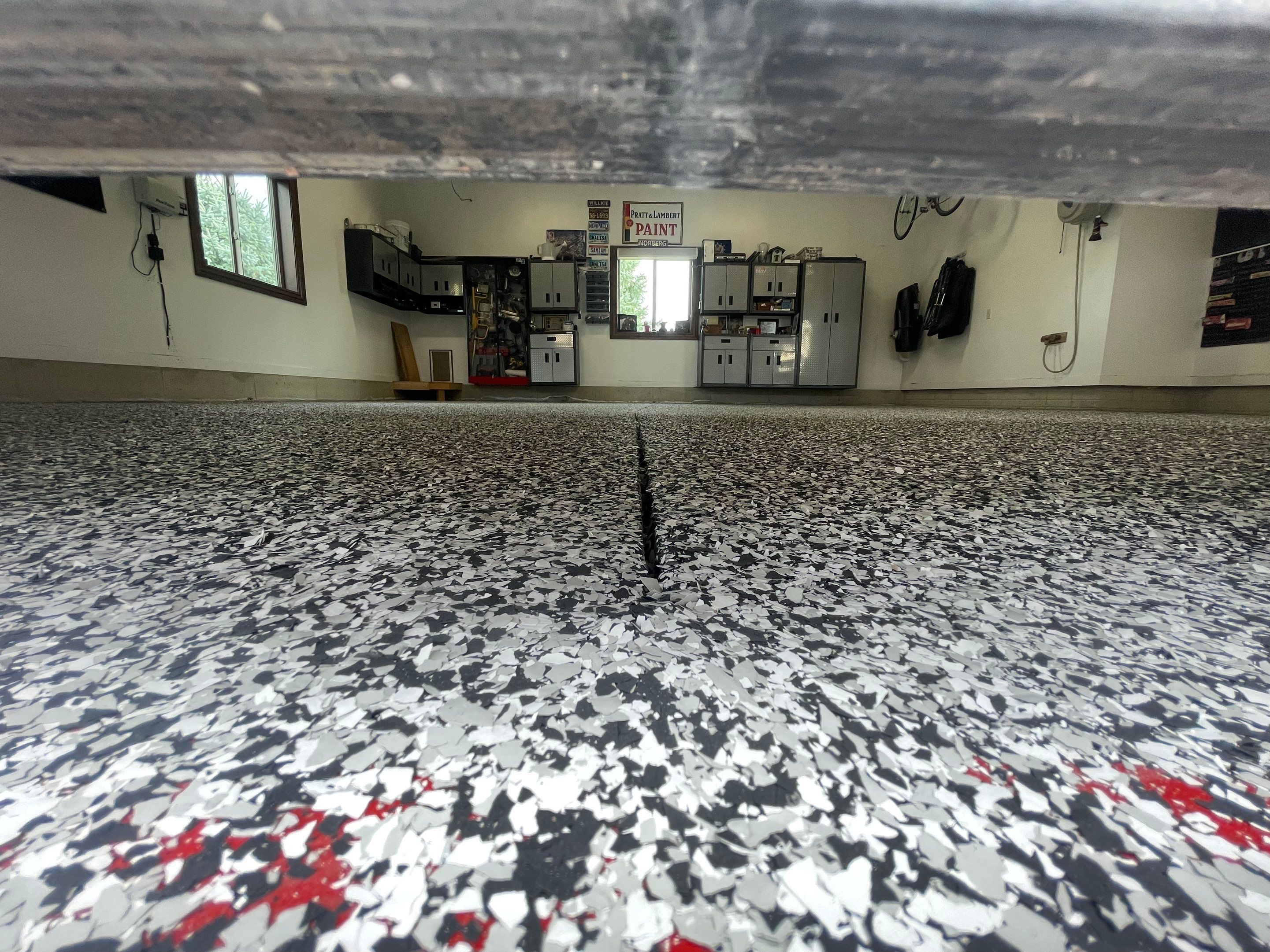 Garage Floor Coating and Domino Flake Finish in Sioux Falls by Select Painting, Coatings & Garage Cabinets