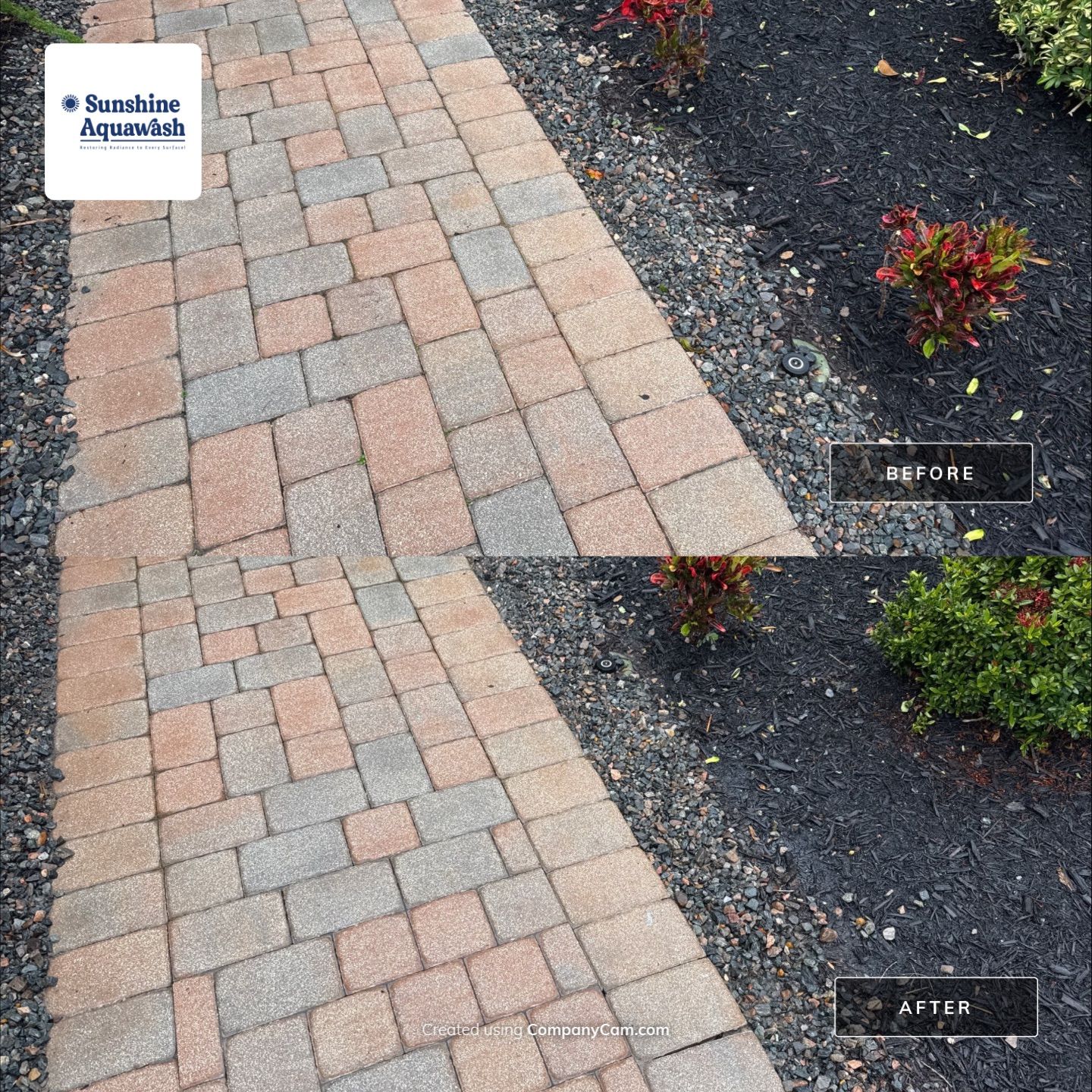 Oil & Tar Removal from Paver Driveway & Entryway by Sunshine AquaWash