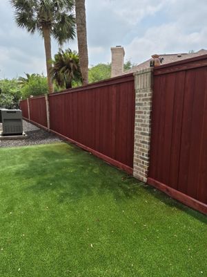 Western Red Cedar Privacy Fence with Dual-Stain Finish
