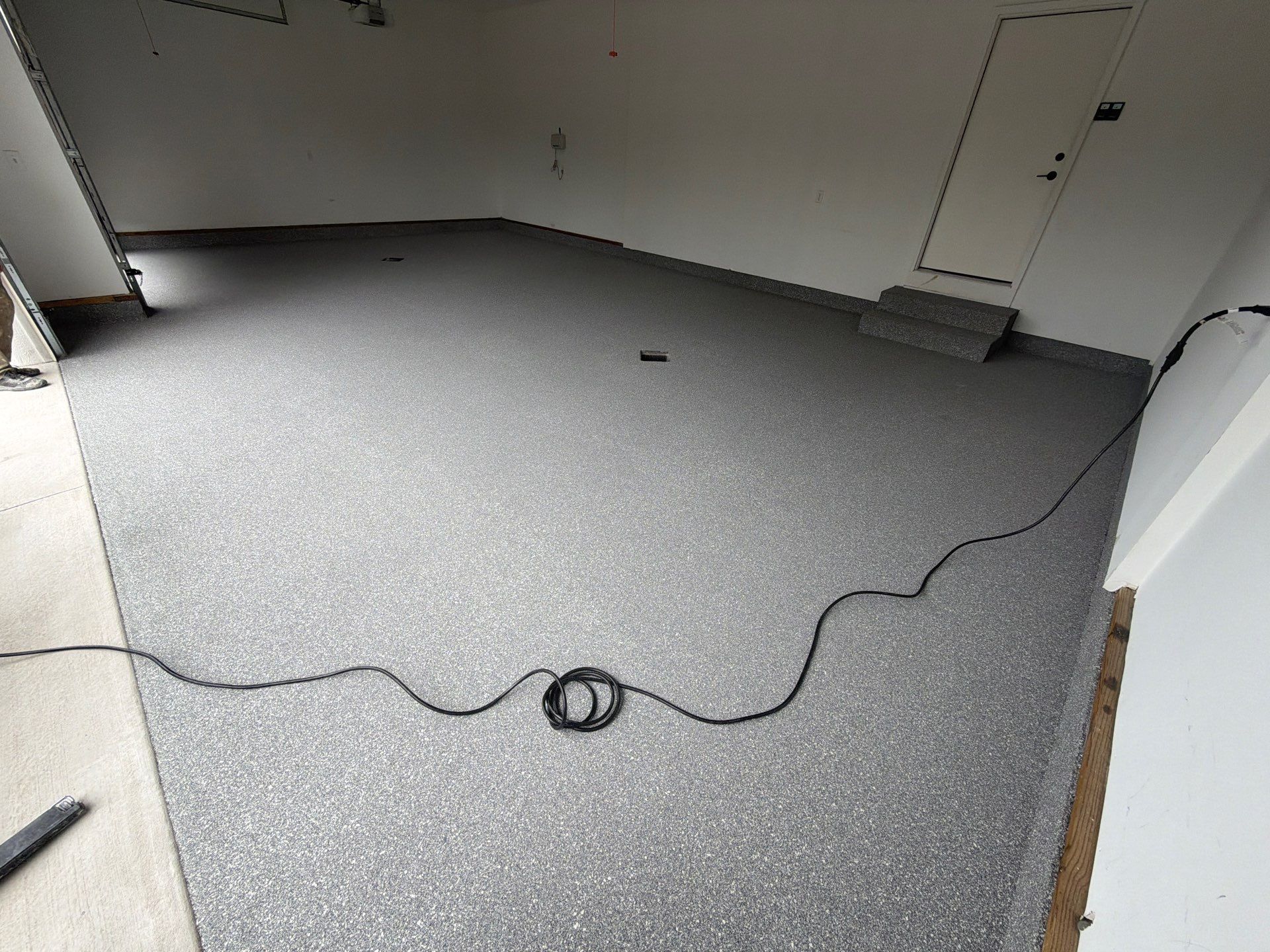 Custom Gray and White Epoxy Flake Garage Floor Installation by Gordon Painting