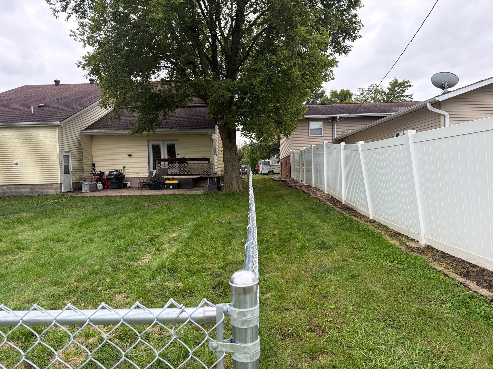 Tripoli Residential Galvanized Chain Link Fence with Double Gates by Perfect Picket Fence and Stain