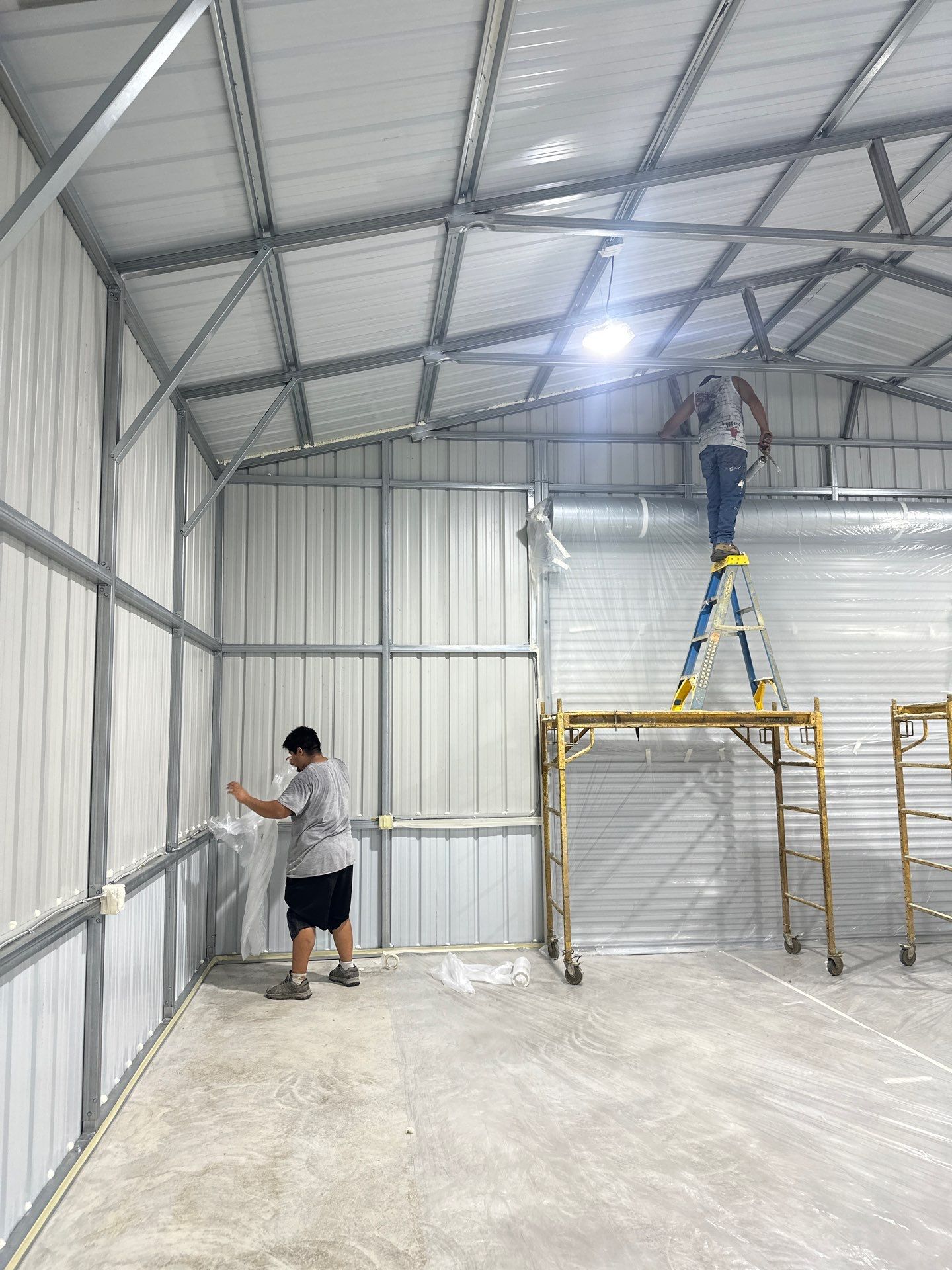 2" close cell foam on this new shop in Lavon Tx by Apex Insulation Solutions