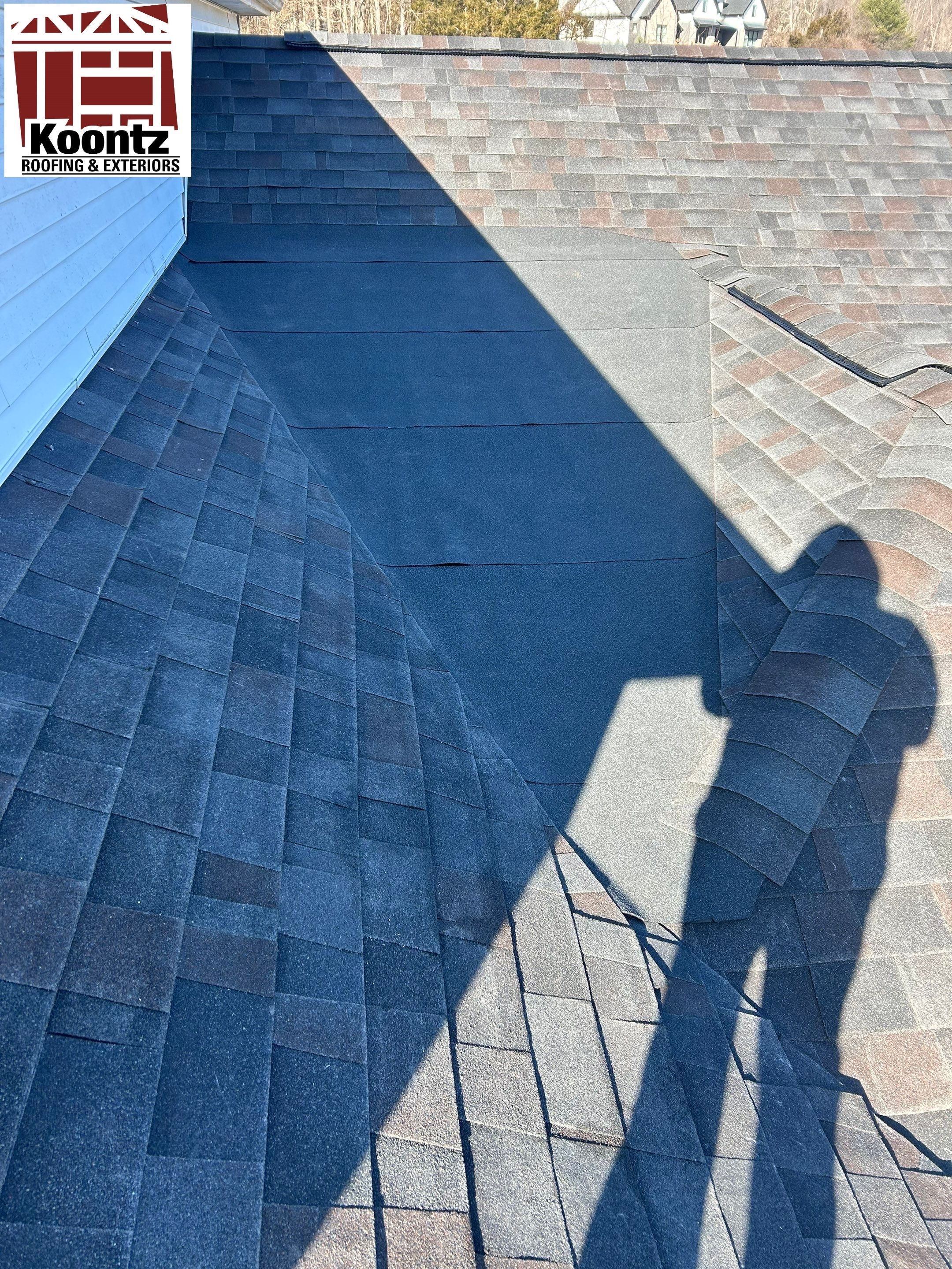 Residential Roofing Installation using Malarkey Vista AR Shingles (Black Oak) by Koontz Construction