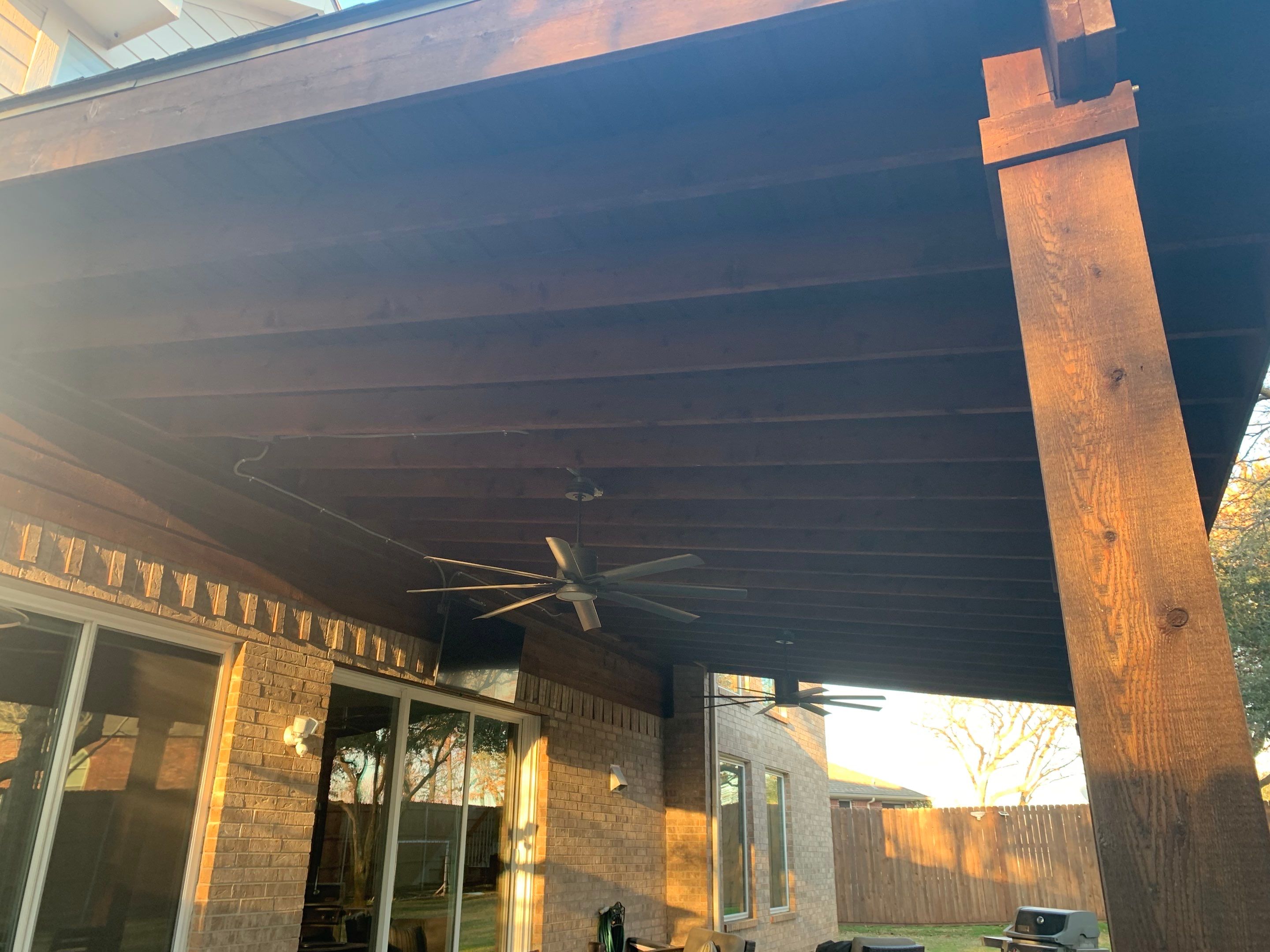 Beautiful Patio Cover Installation for a current Client by First United Roofing & Construction