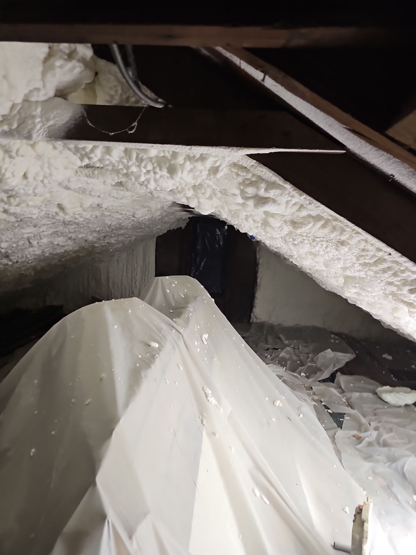 Attic Insulation using open cell spray foam by NYS Foam & Energy
