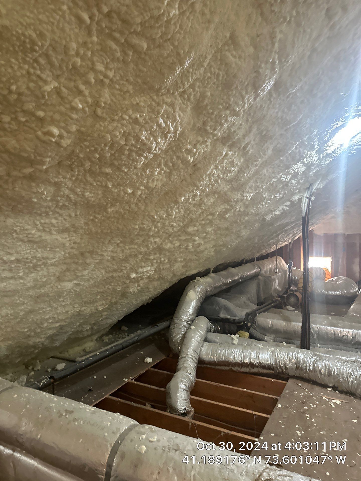 Attic Insulation using open cell spray foam by NYS Foam & Energy