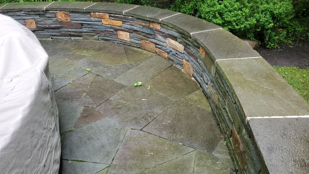 Bluestone patio cleaning by Northern Power Washing LLC.