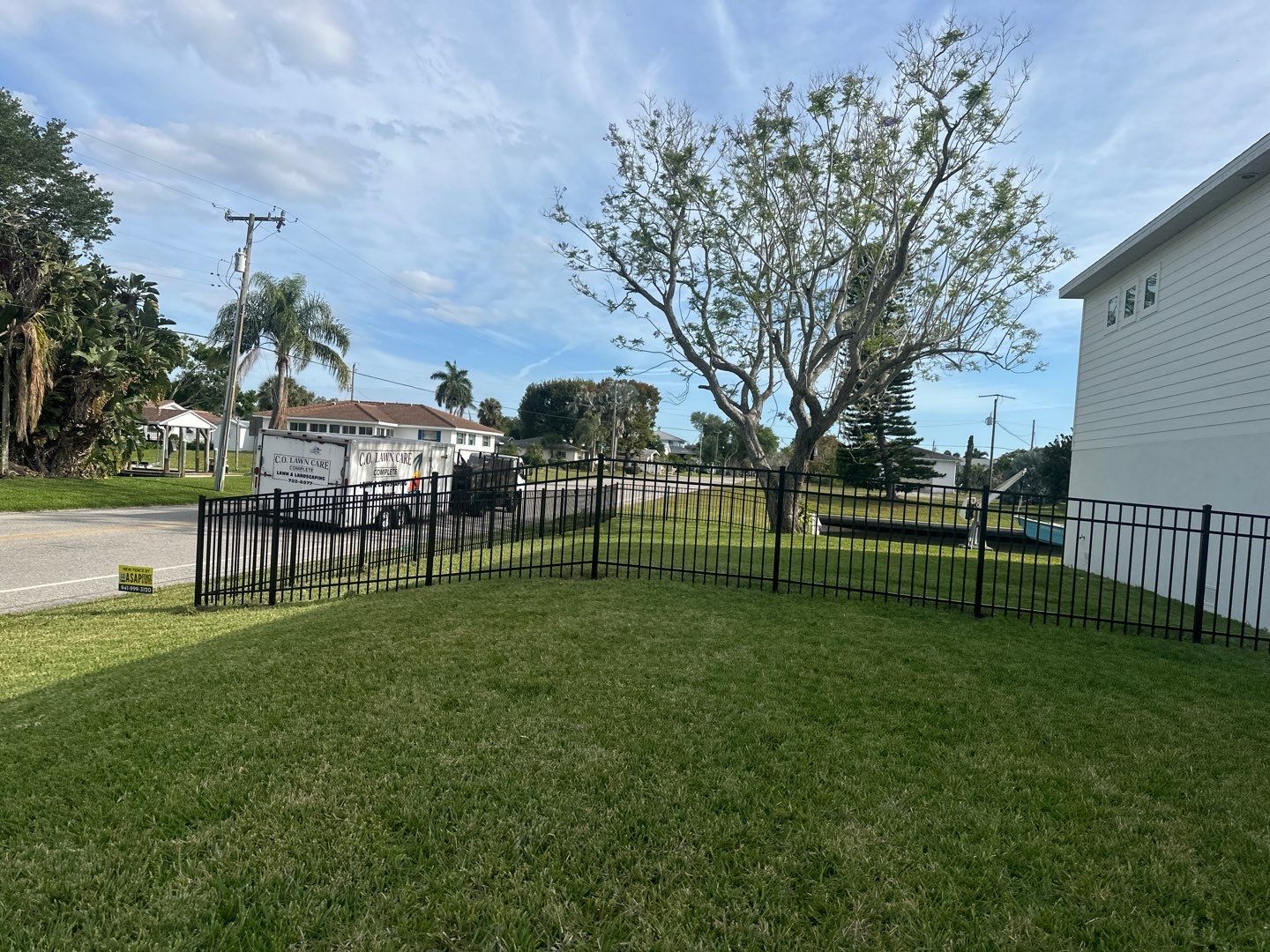 Aluminum Fence Installation using Black 3 Rail Aluminum and Vinyl Privacy Fence  by Asap fence and gates, LLC