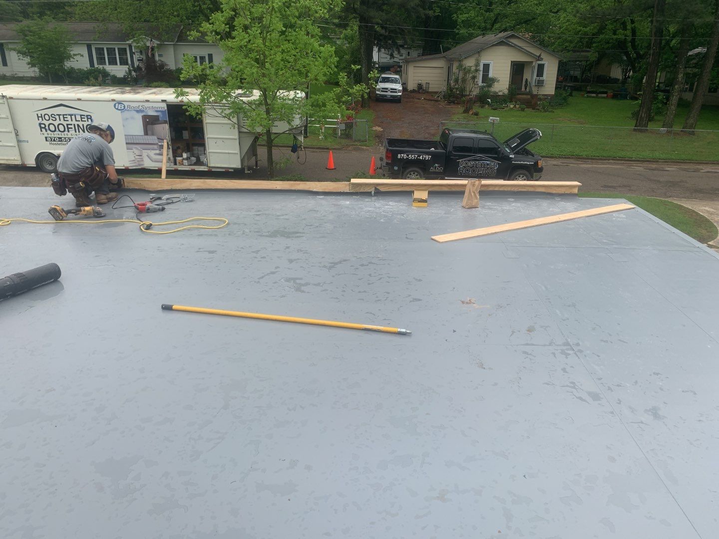 Commercial Roofing Installation using 50 mil PVC by Hostetler Roofing