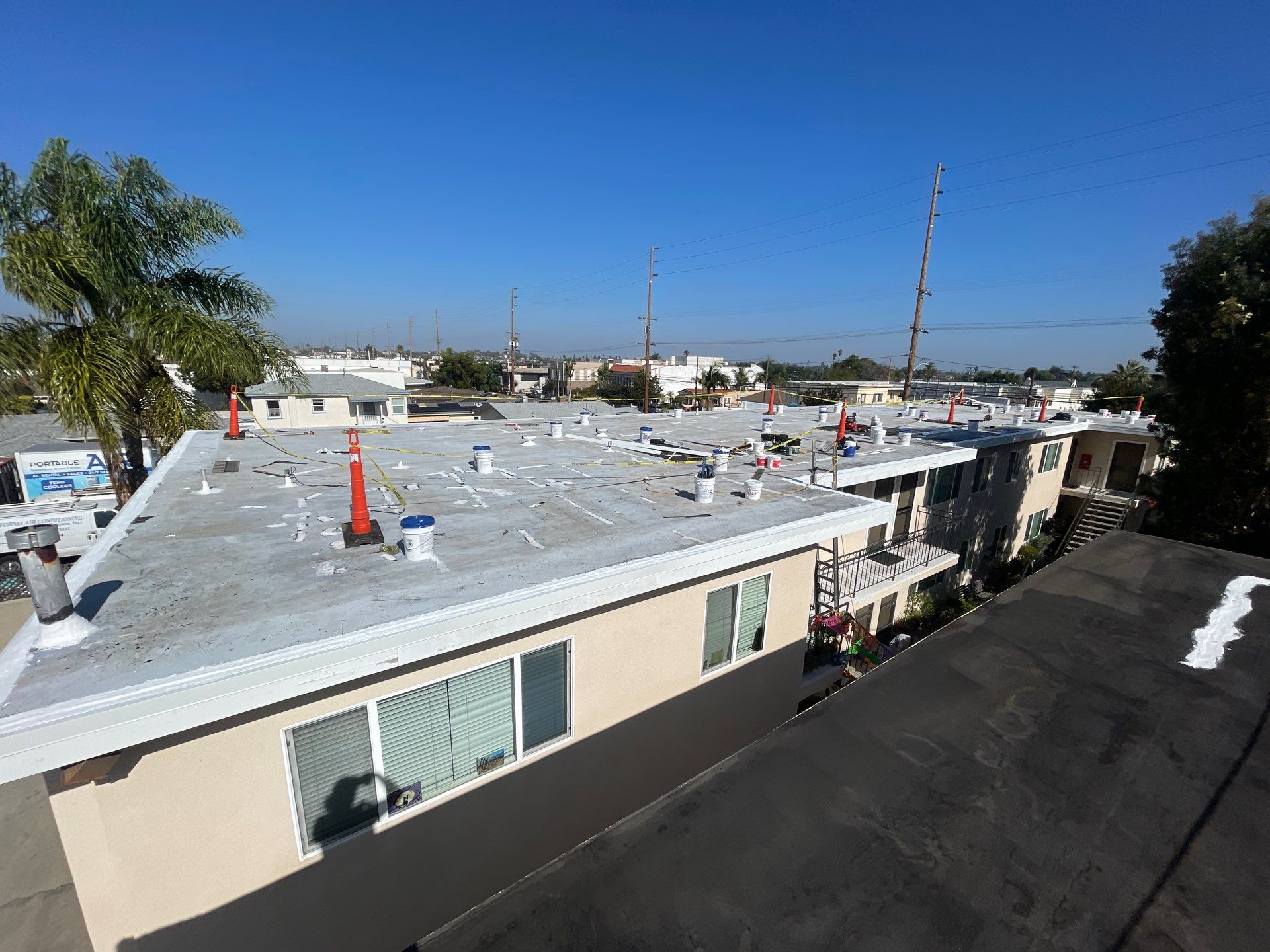 Silicone Membrane installation in LOMITA, CA. by Hull Brothers Roofing
